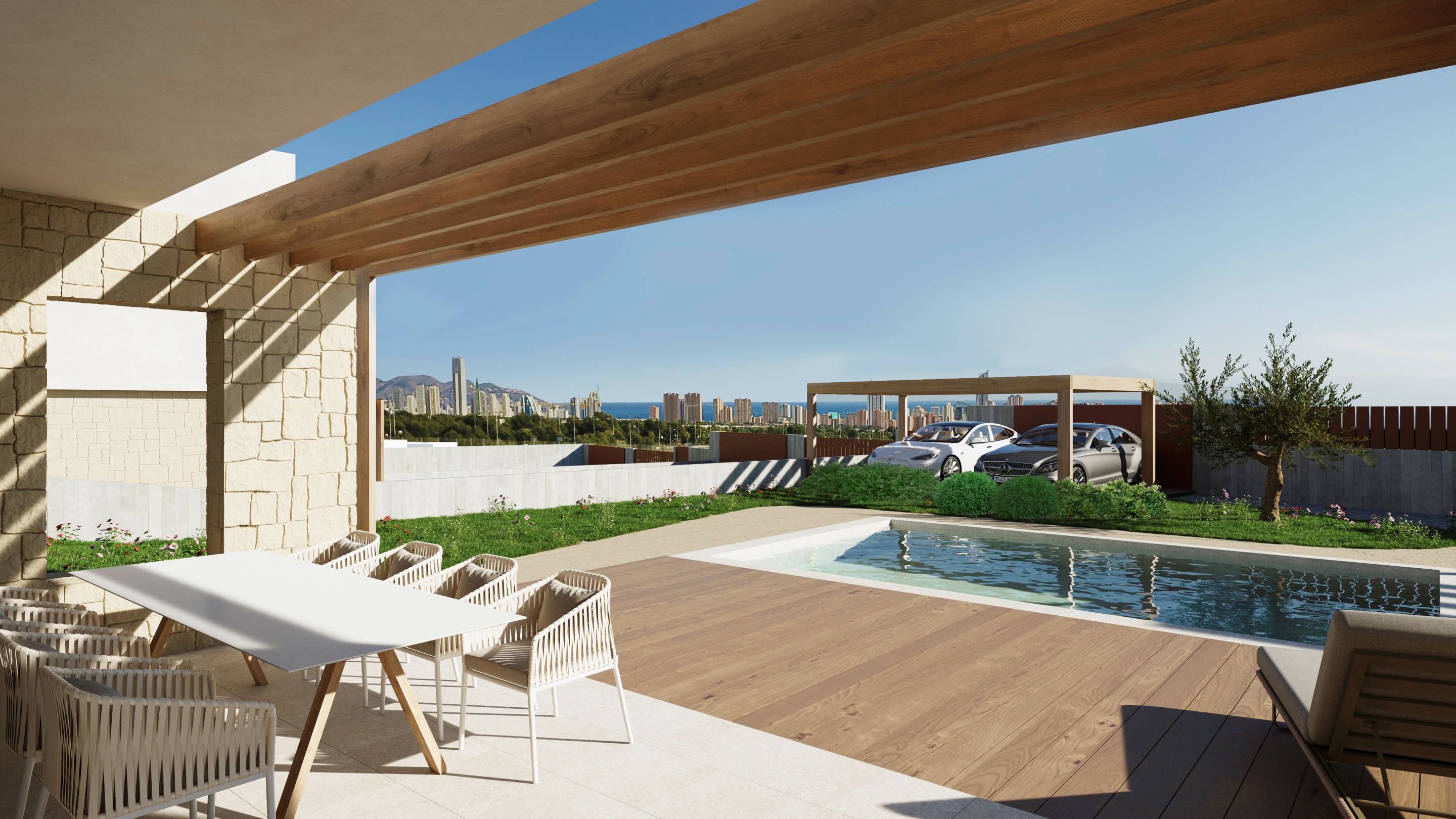 View of Puig Campana mountain from 681m2 plot, Camporrosso Village, Finestrat
