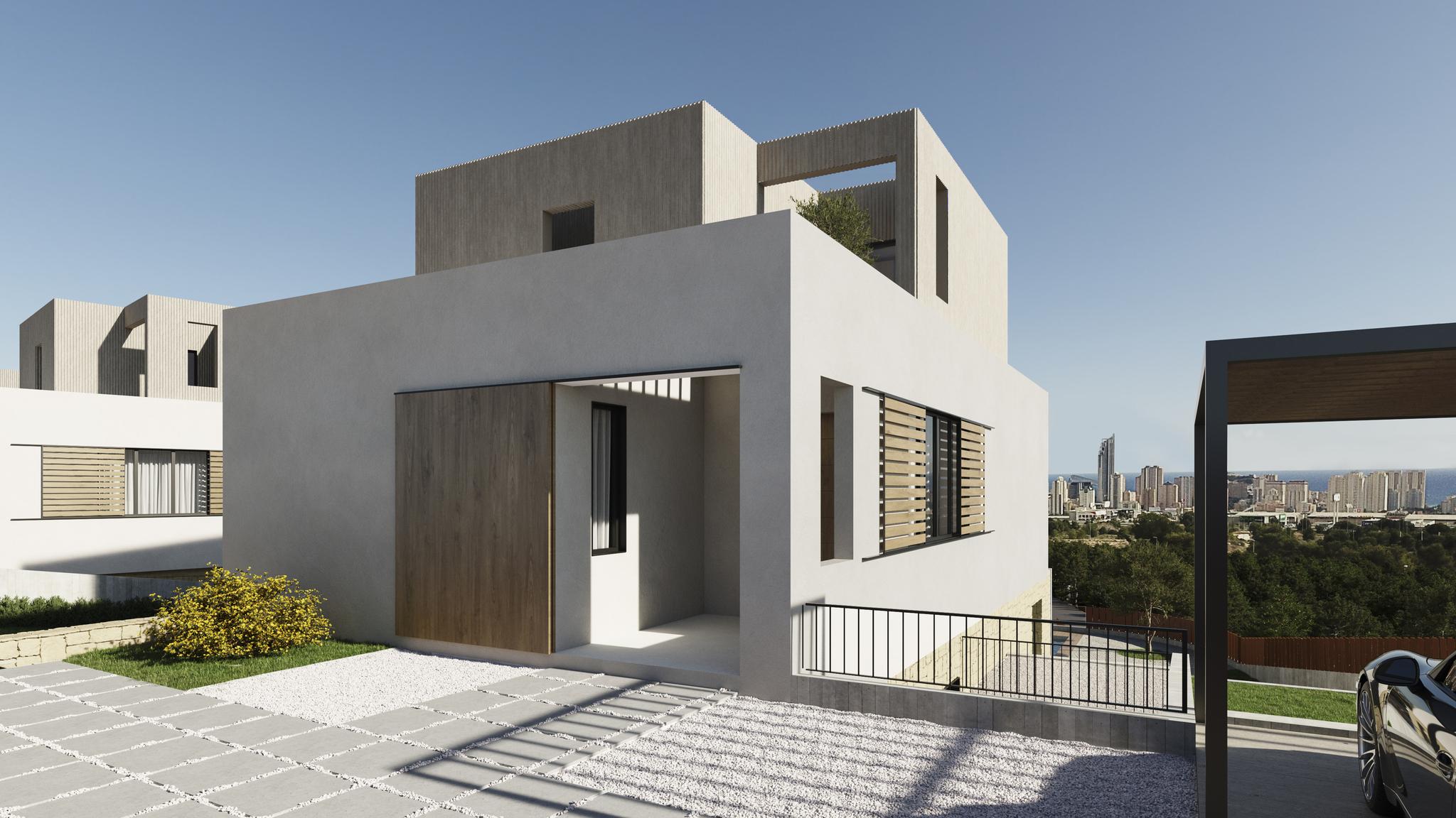 Integrated kitchen with contemporary fittings in new-build villa, Camporrosso Village, Finestrat