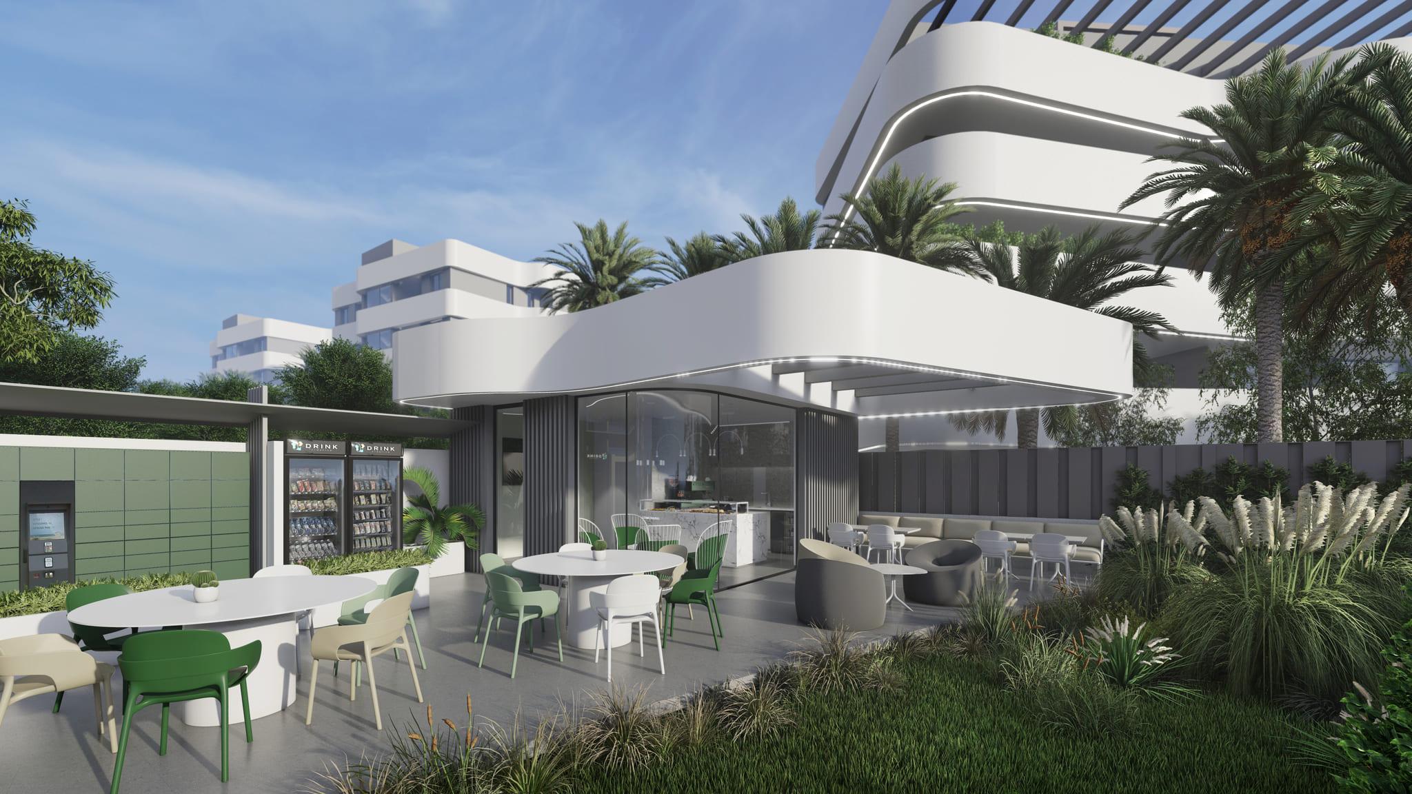 Road frontage of residential complex, El Raso