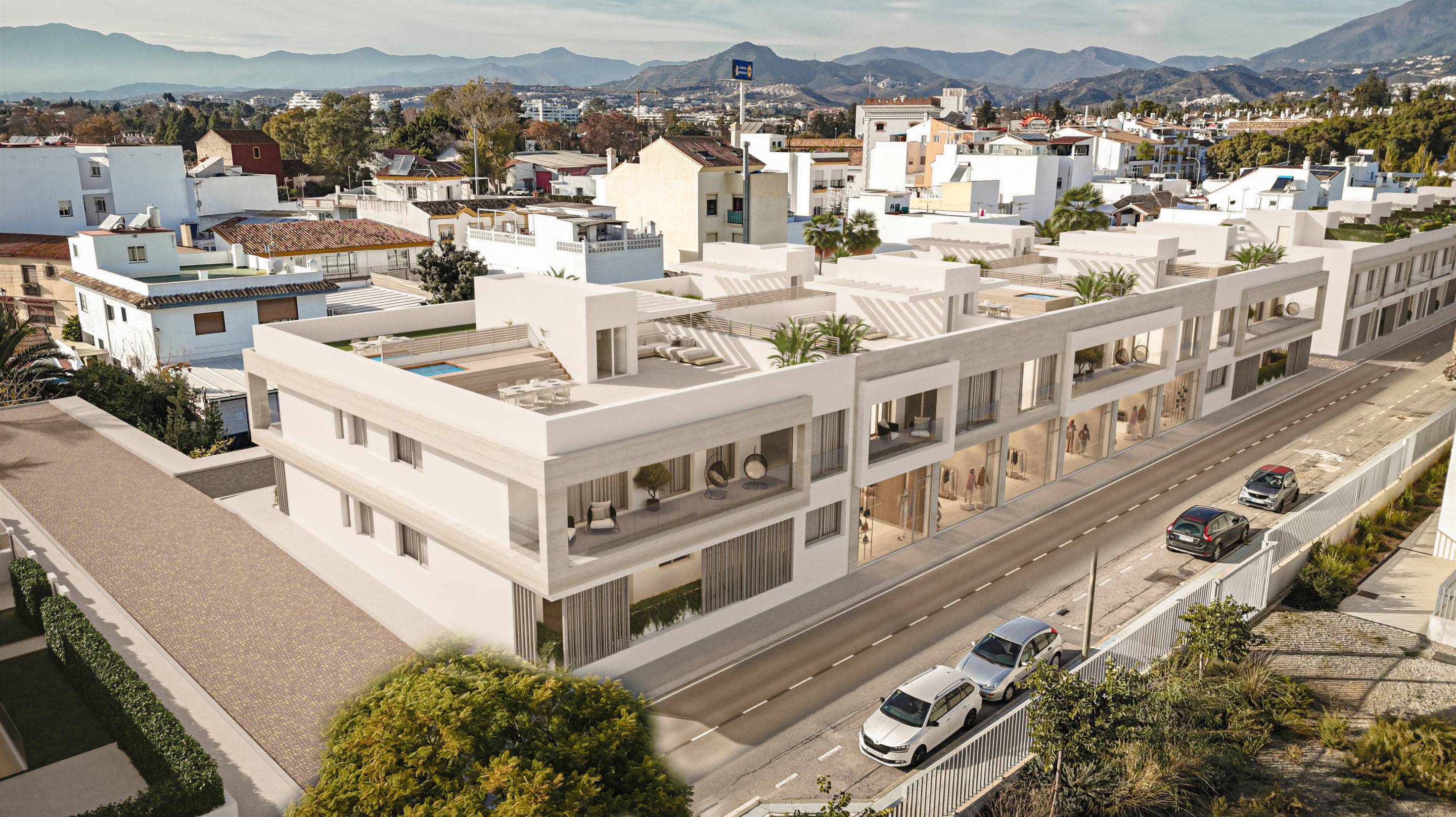 Sea view from solarium of ground-floor new-build bungalow, San Pedro, Marbella