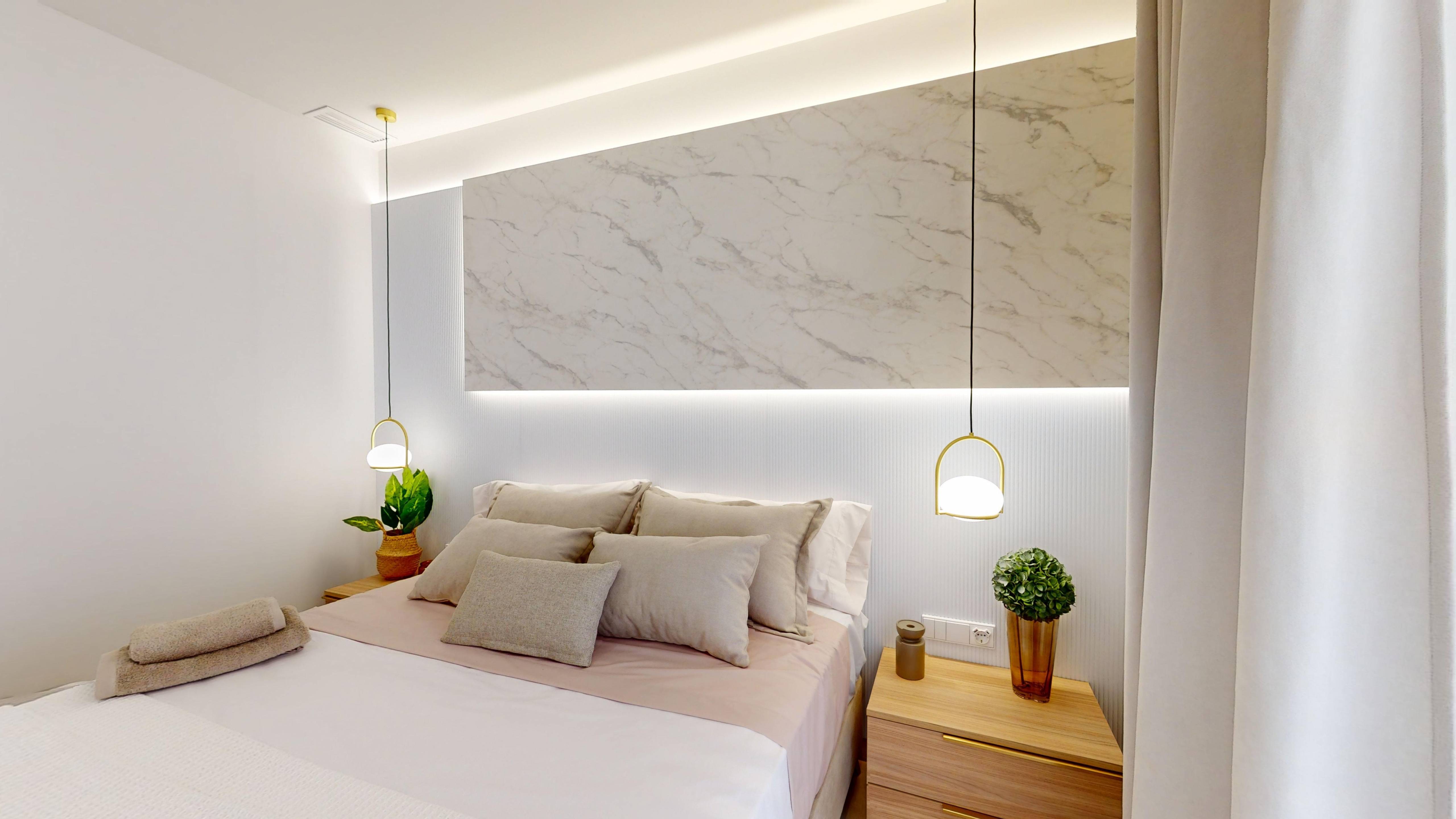 Kitchen worktop and cabinetry detail, new-build apartment, Lomas de Cabo Roig