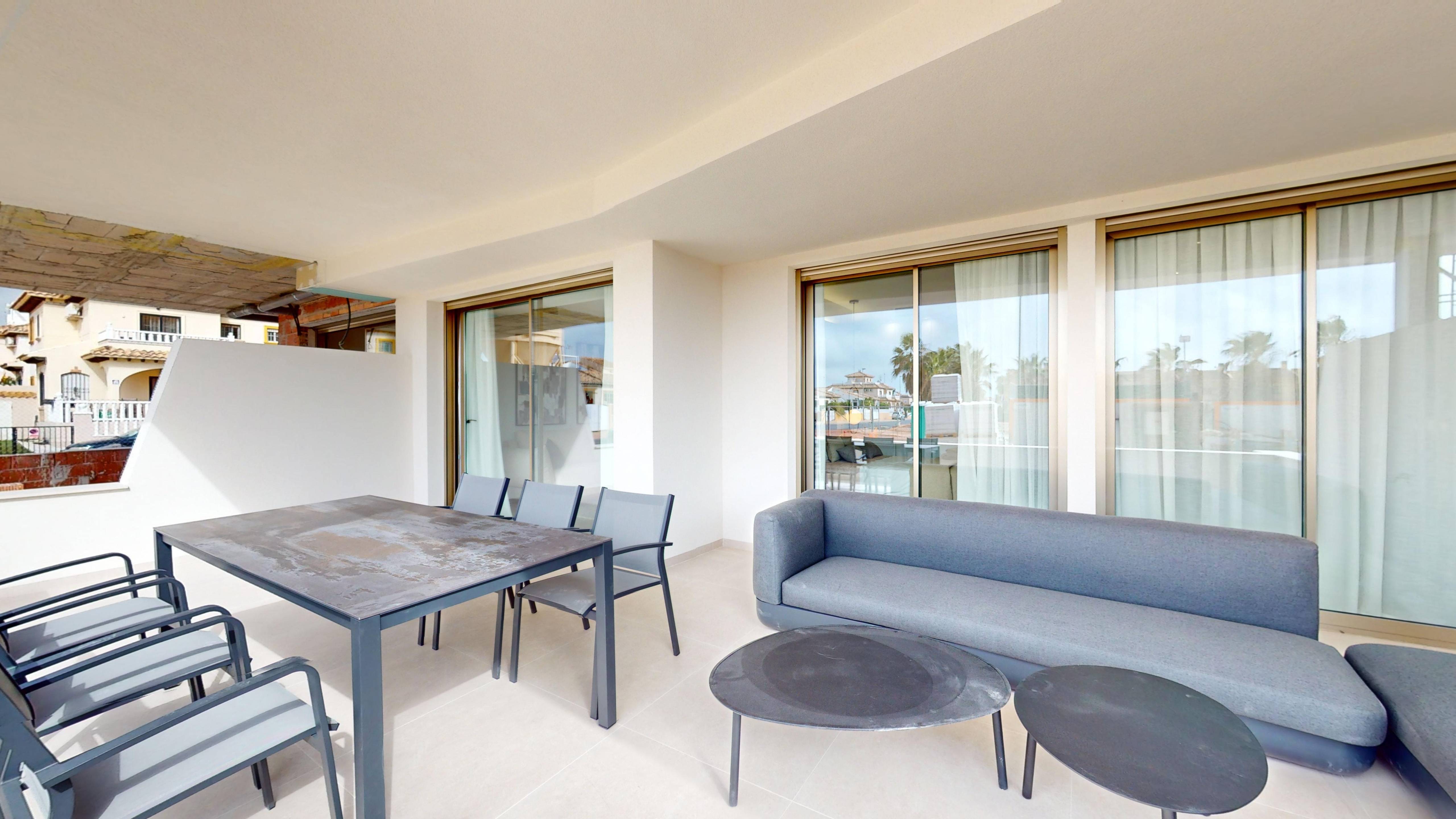 Bedroom with window in new-build apartment, Lomas de Cabo Roig, Orihuela Costa