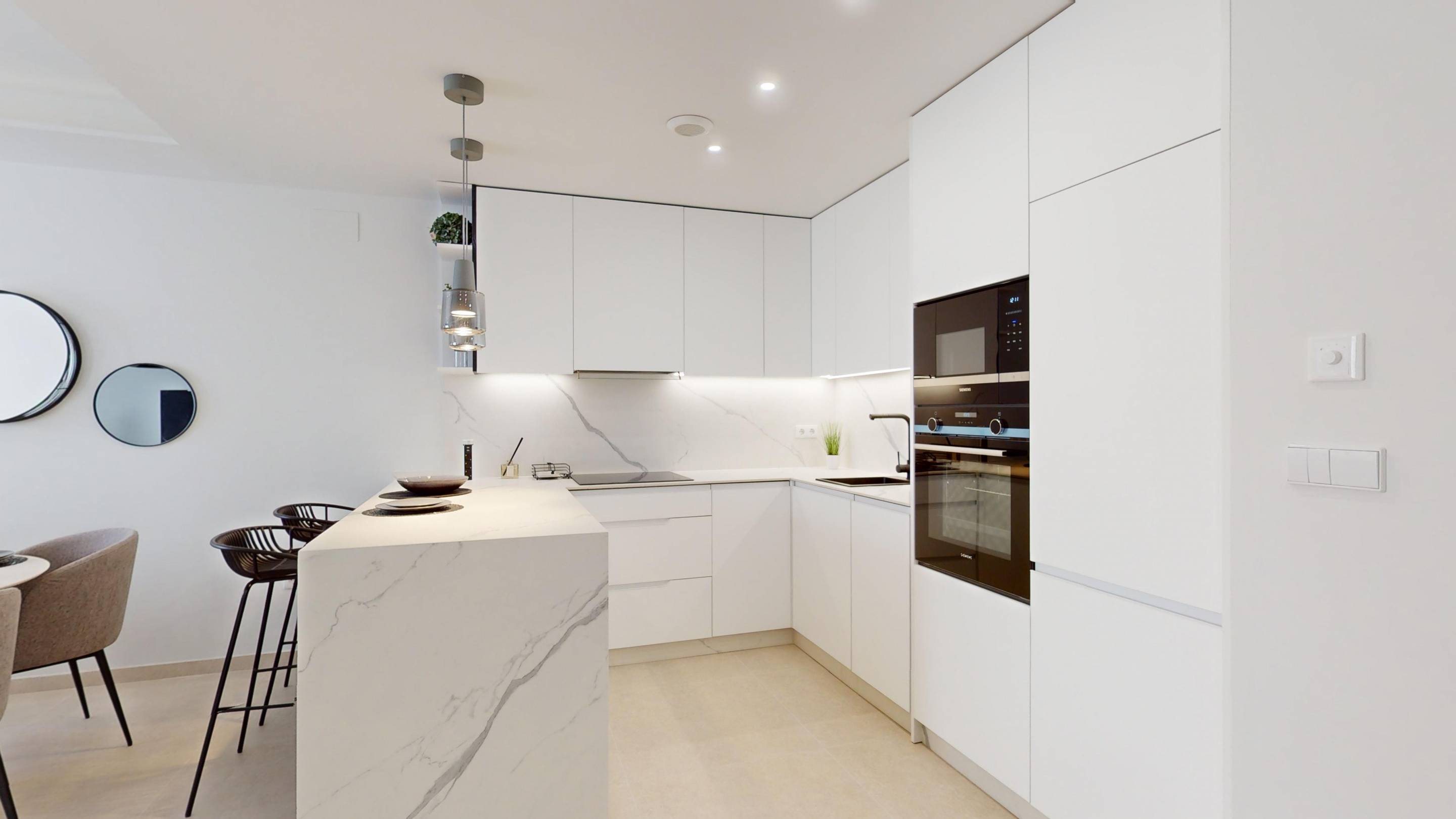 Kitchen appliances and storage in new-build apartment, Lomas de Cabo Roig