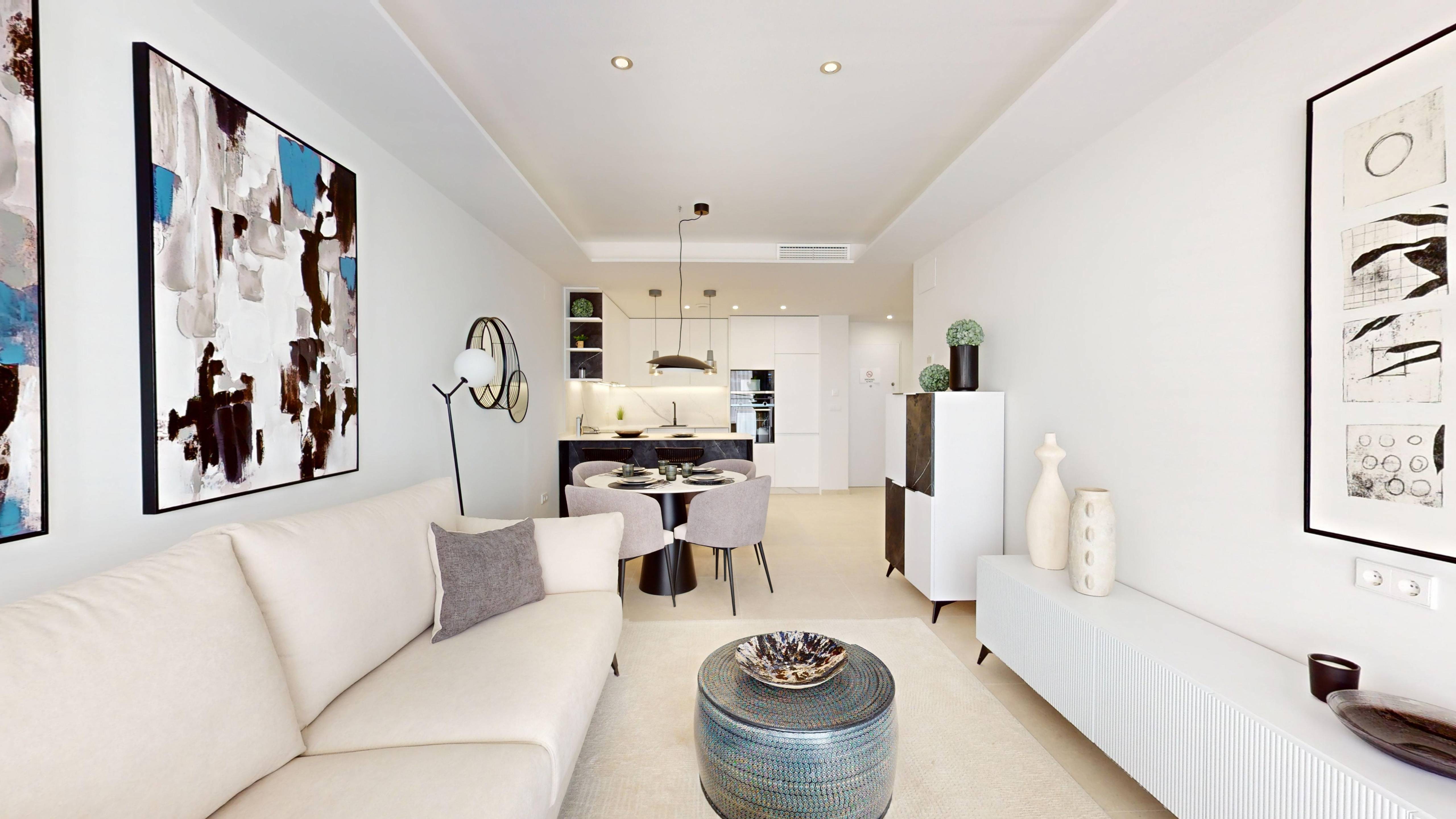 Living room furniture layout, ground-floor apartment, Lomas de Cabo Roig