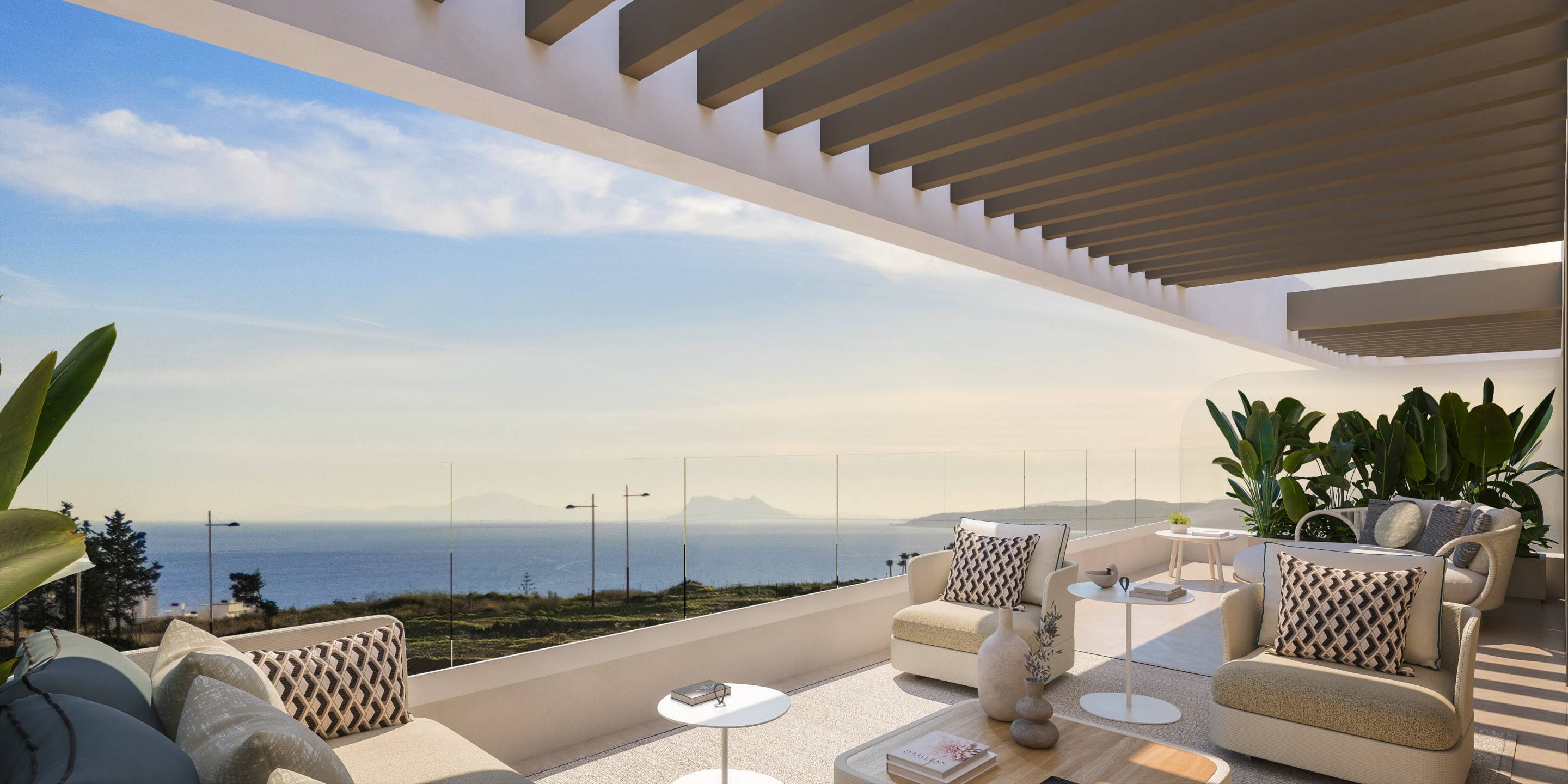 View from first-floor apartment terrace in new-build development, Las Mesas, Estepona