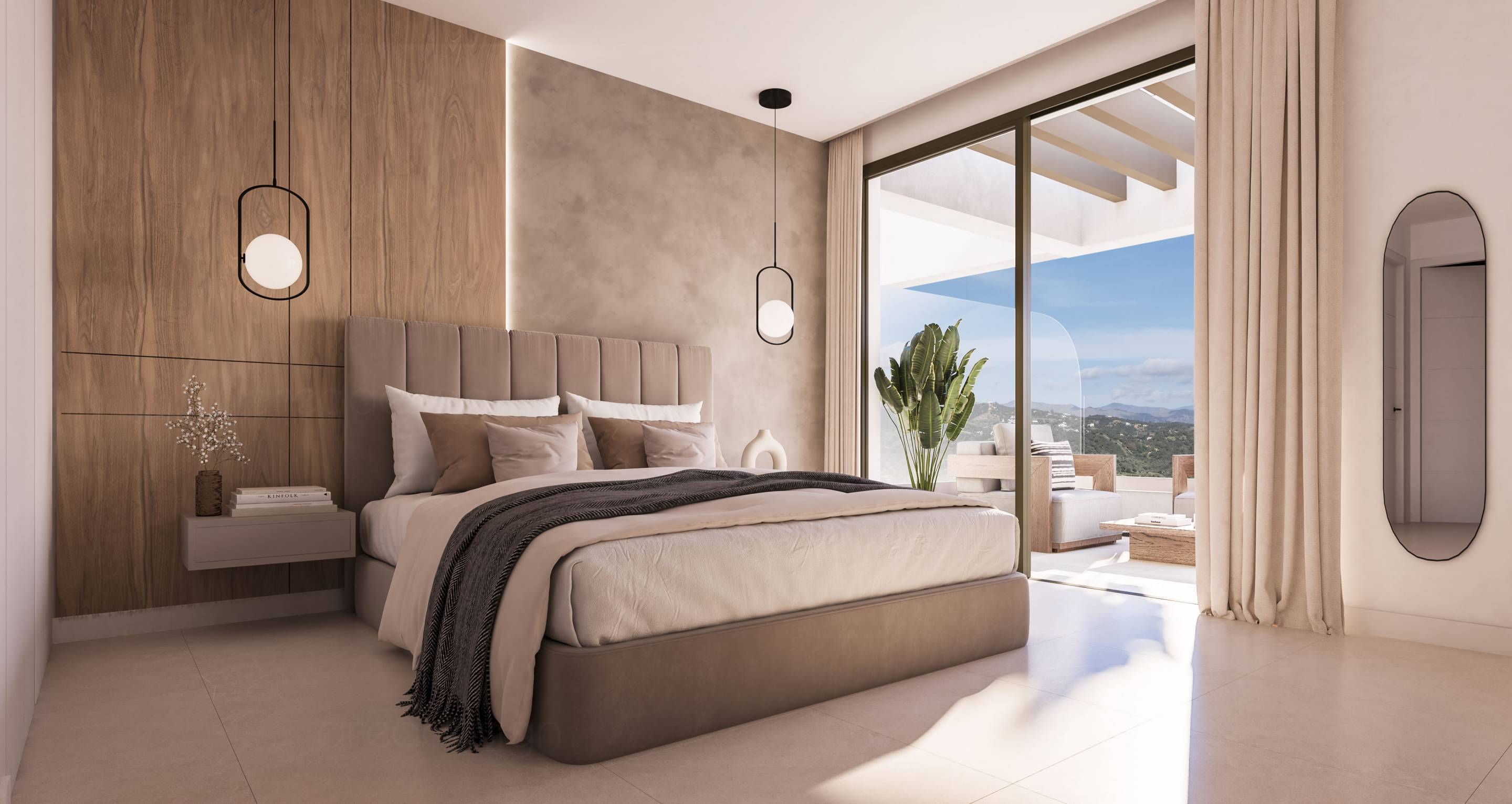 Terrace of a first-floor new-build apartment in Las Mesas, Estepona