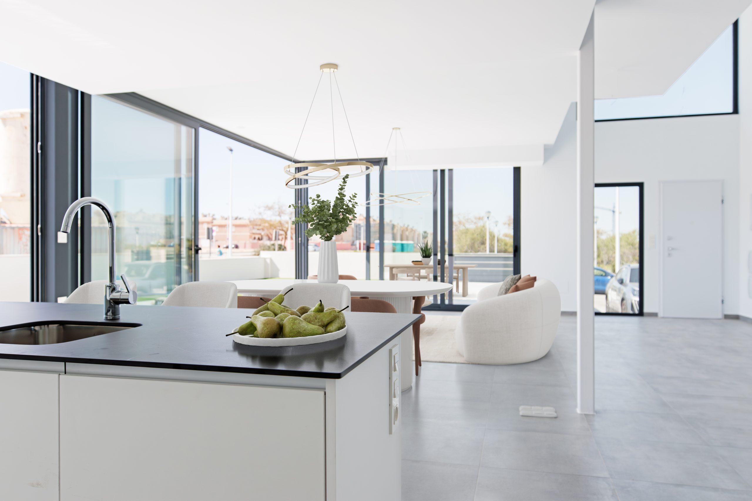 Porcelain tile flooring in living area of new-build villa, Monte y Mar