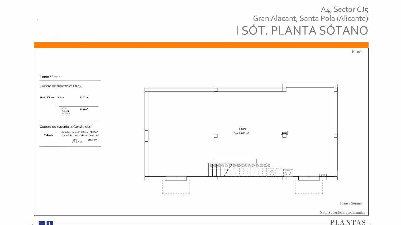 Ground floor plan of 4-bedroom new-build villa in Monte y Mar, Gran Alacant