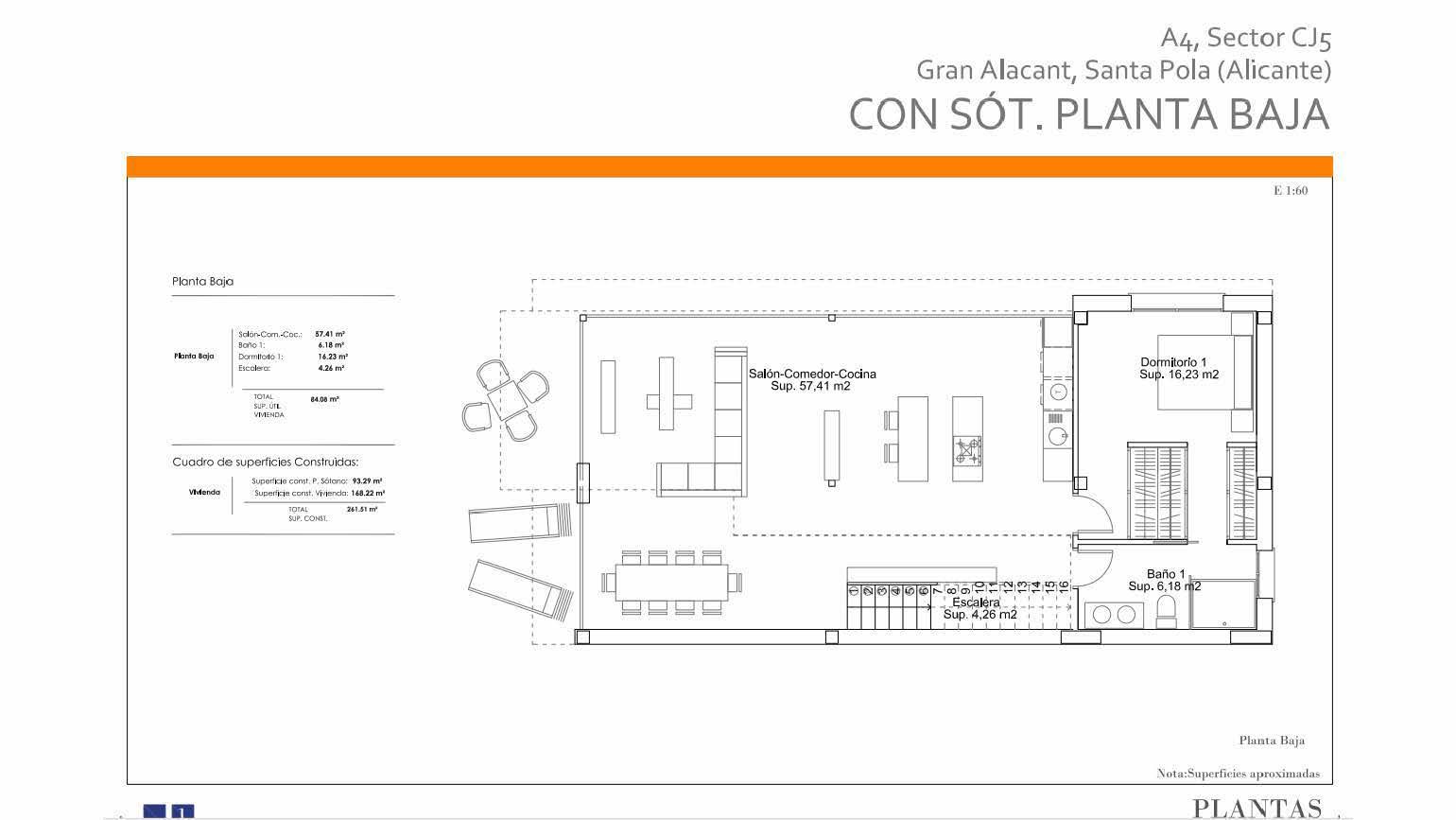 First floor plan of 4-bedroom new-build villa in Monte y Mar, Gran Alacant