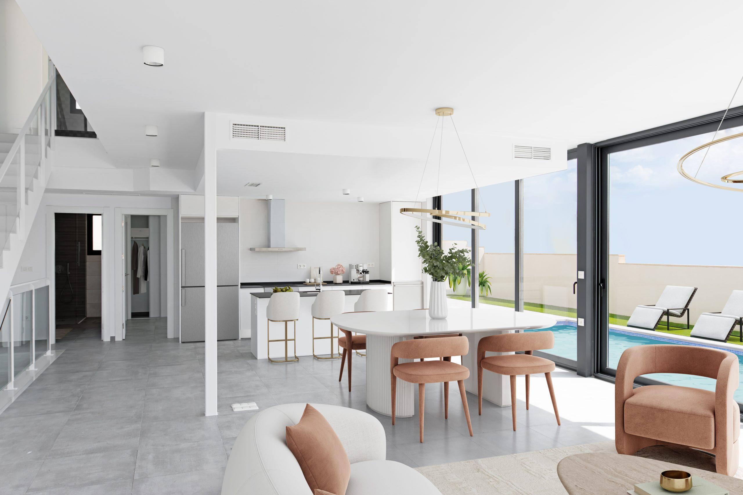 Bedroom with built-in wardrobes in new-build villa in Monte y Mar