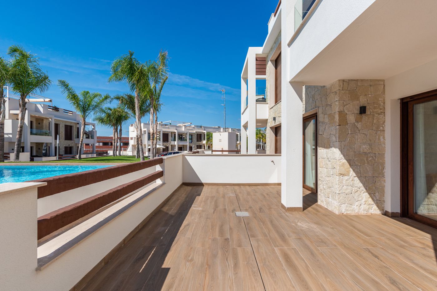 Aerial view of residential complex and gardens, Los Balcones, Torrevieja