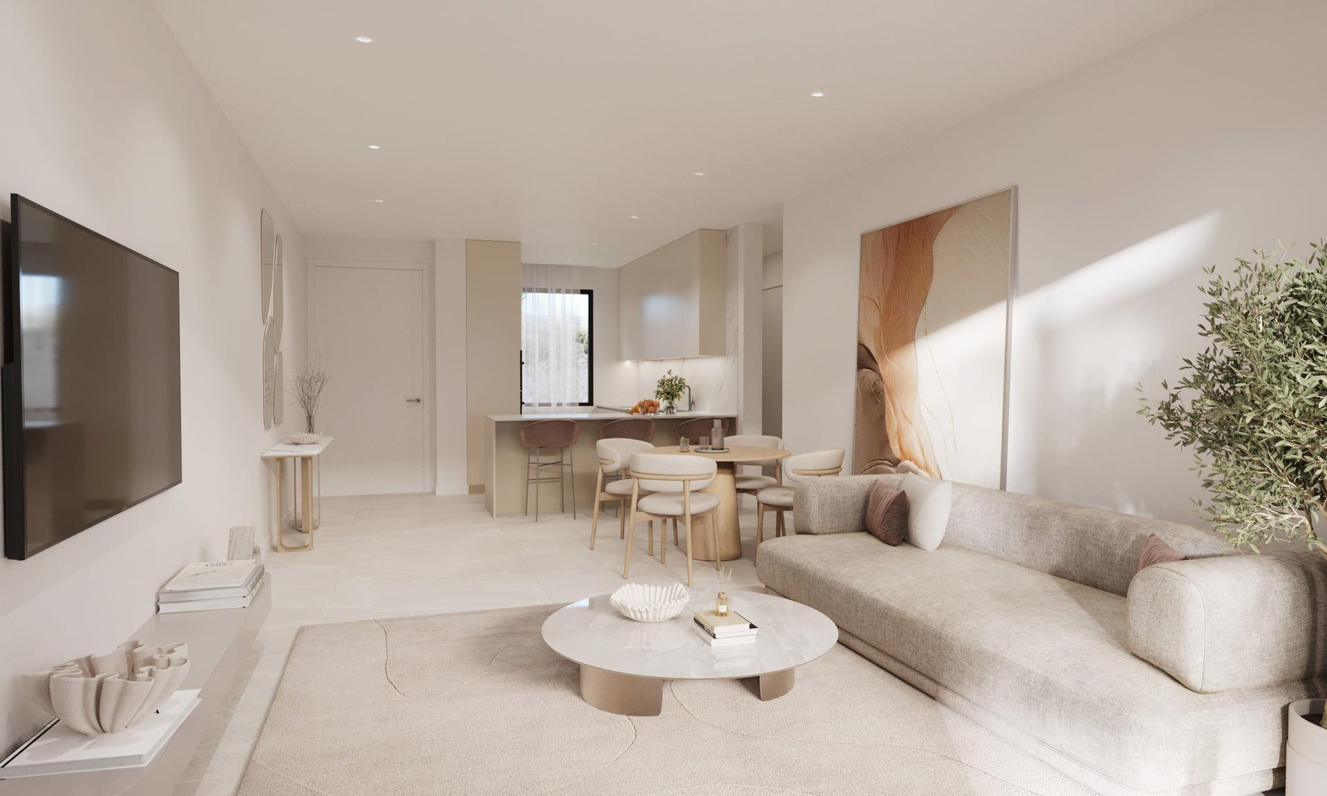 Ground-floor and first-floor exterior of two-storey development, Azata Golf Estepona Oeste