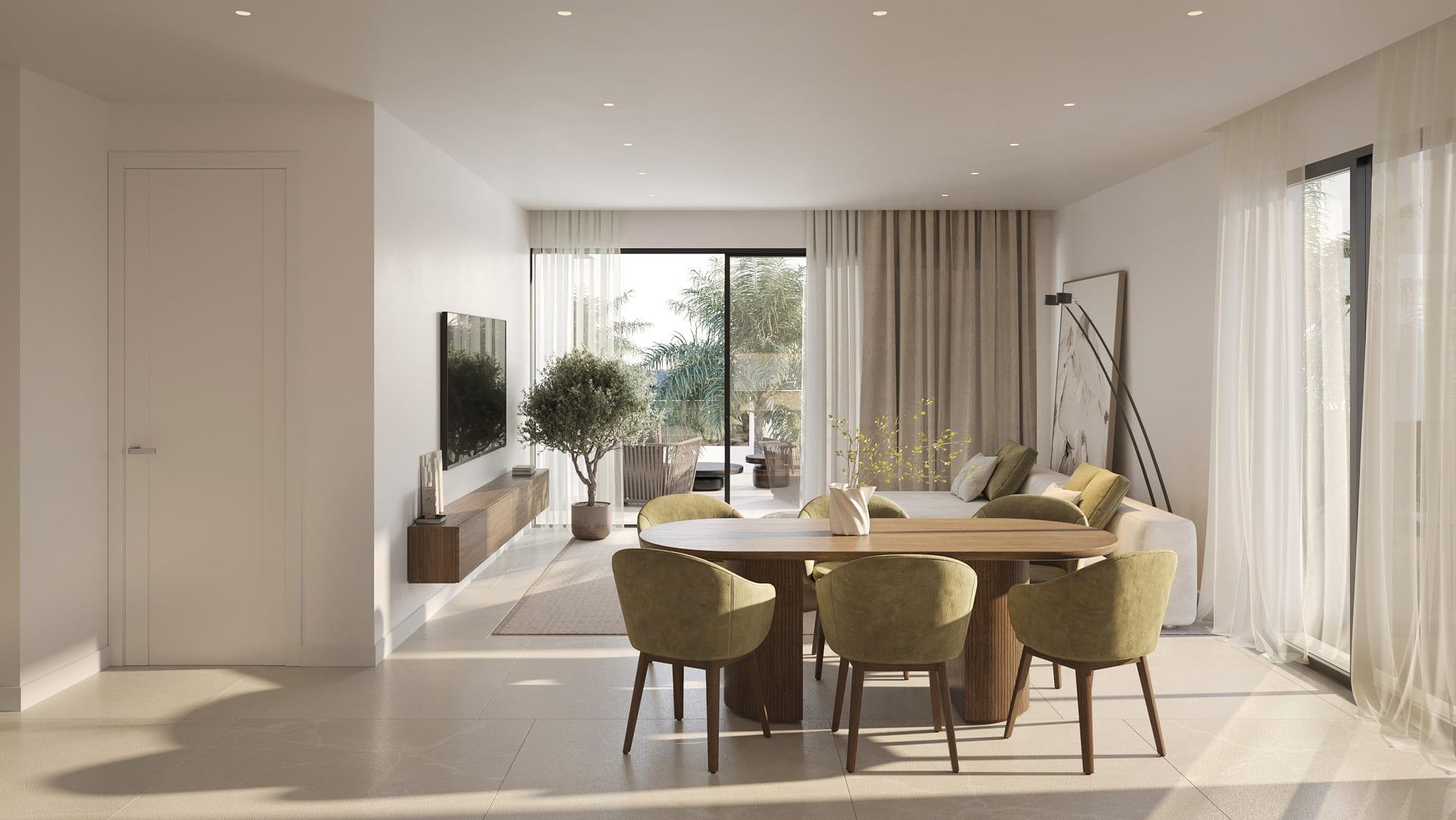 Lift lobby interior in two-storey new-build development, Azata Golf Estepona Oeste