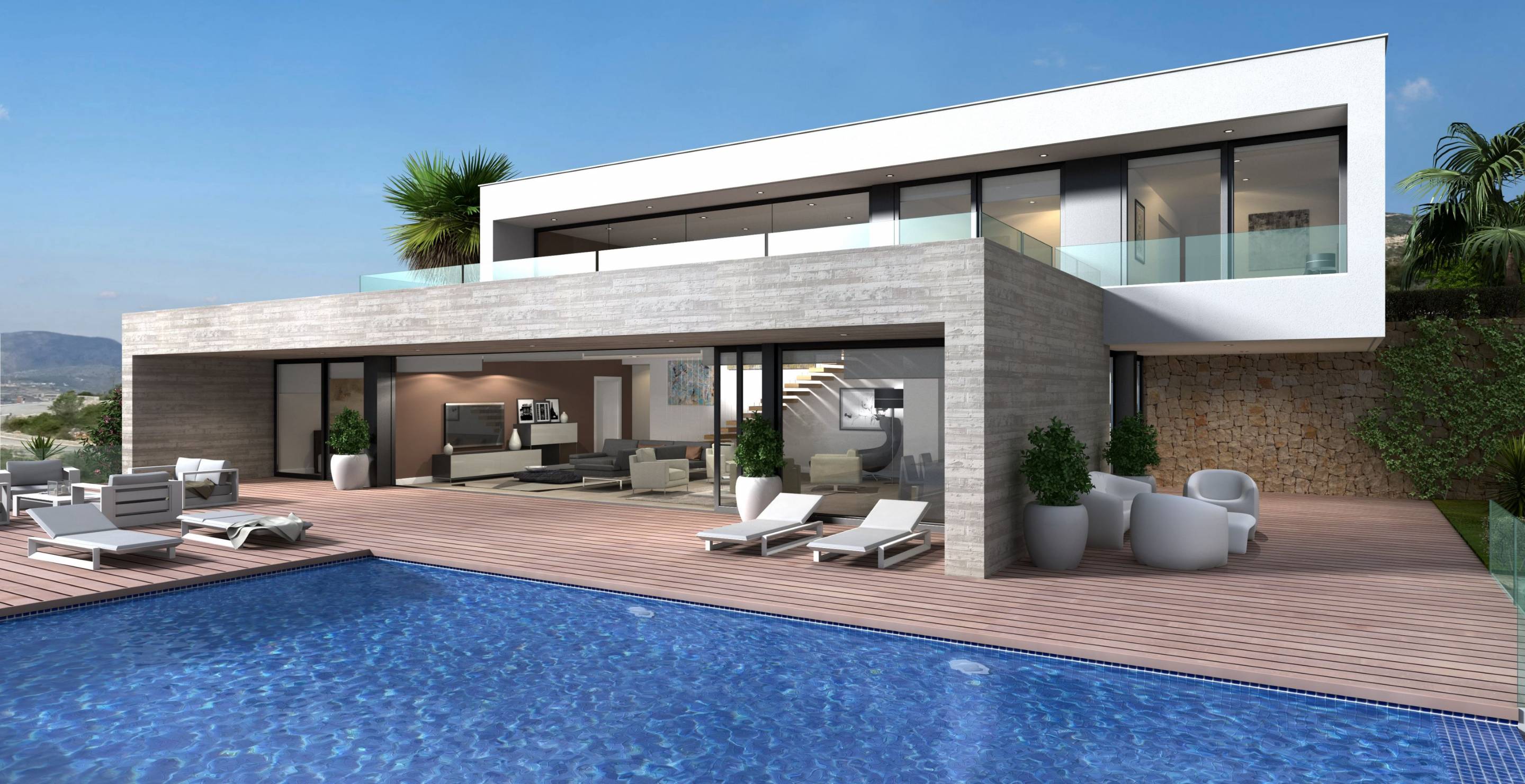 Plot boundary and landscaping, new-build villa, Alcassar, Benitachell