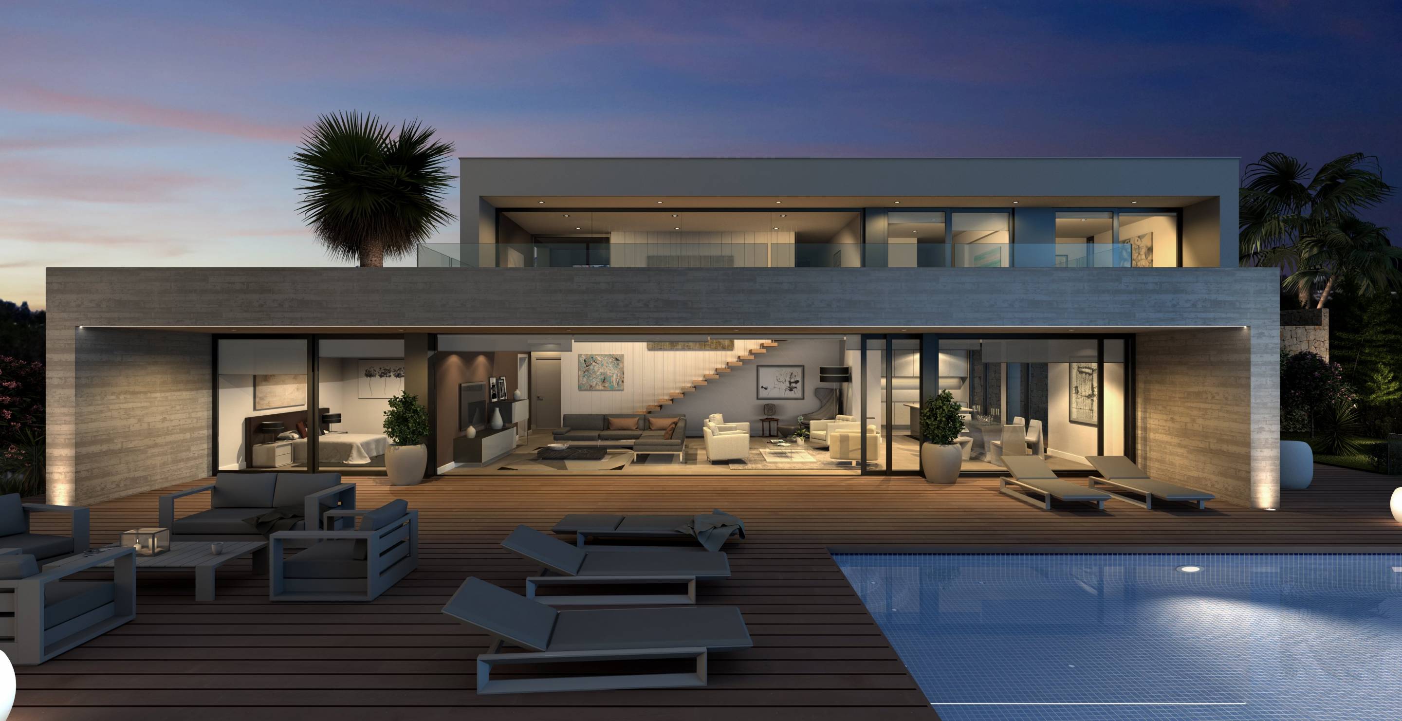Master bedroom with built-in wardrobes in new-build villa, Alcassar, Benitachell