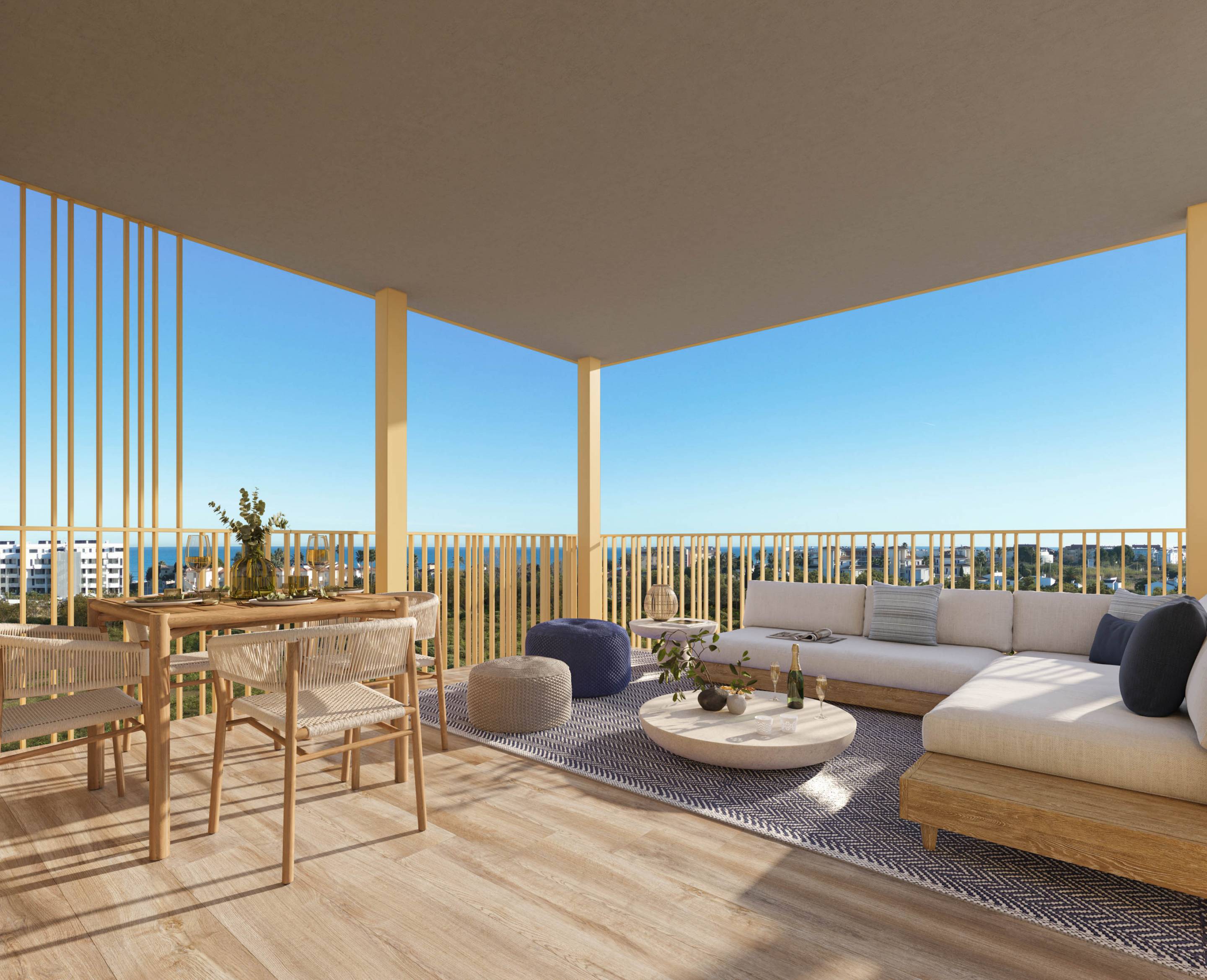 Aerial or exterior view of new-build development in Playa Setla Mirarrosa, El Verger