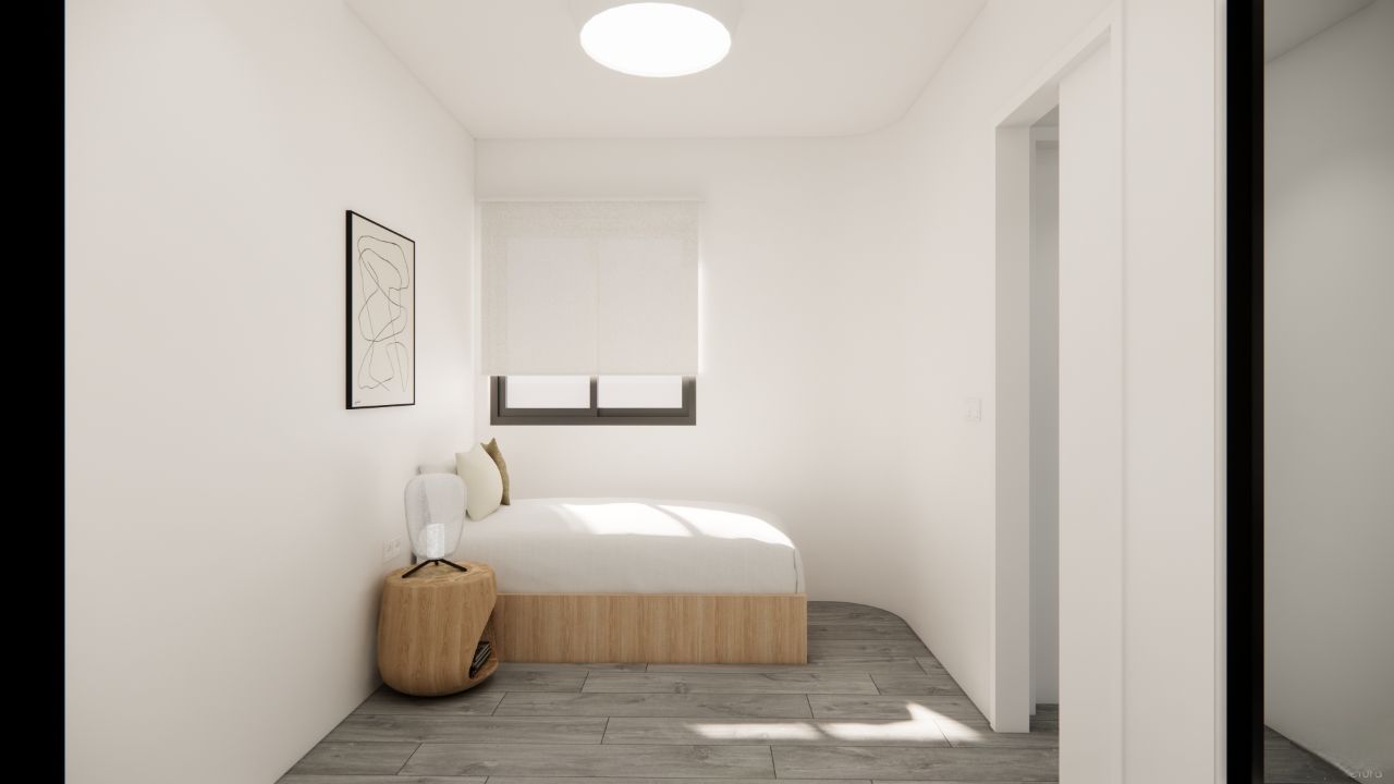 Dining area in open-plan living space, new-build apartment, El Mojón