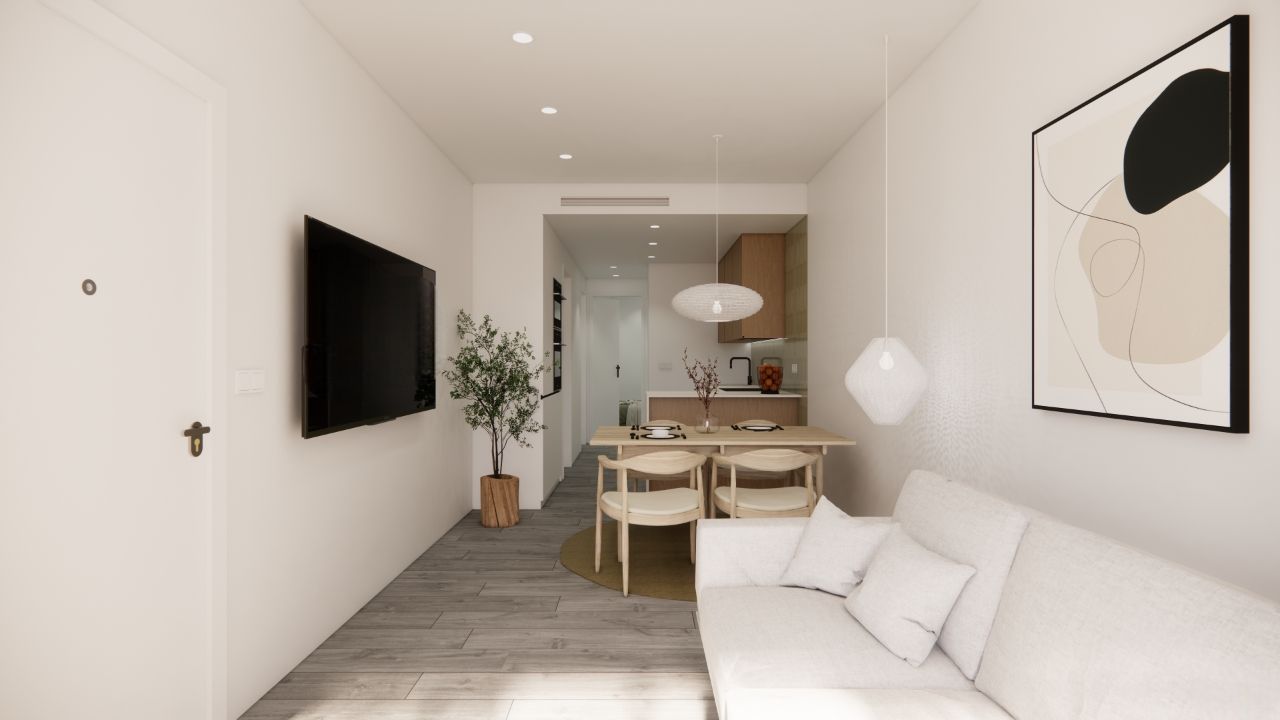 Tiled living area floor in new-build apartment, El Mojón, Pilar De La Horadada