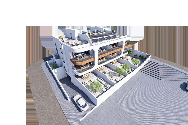 Street-level view of new-build apartment block, Pueblo 4, Benijofar
