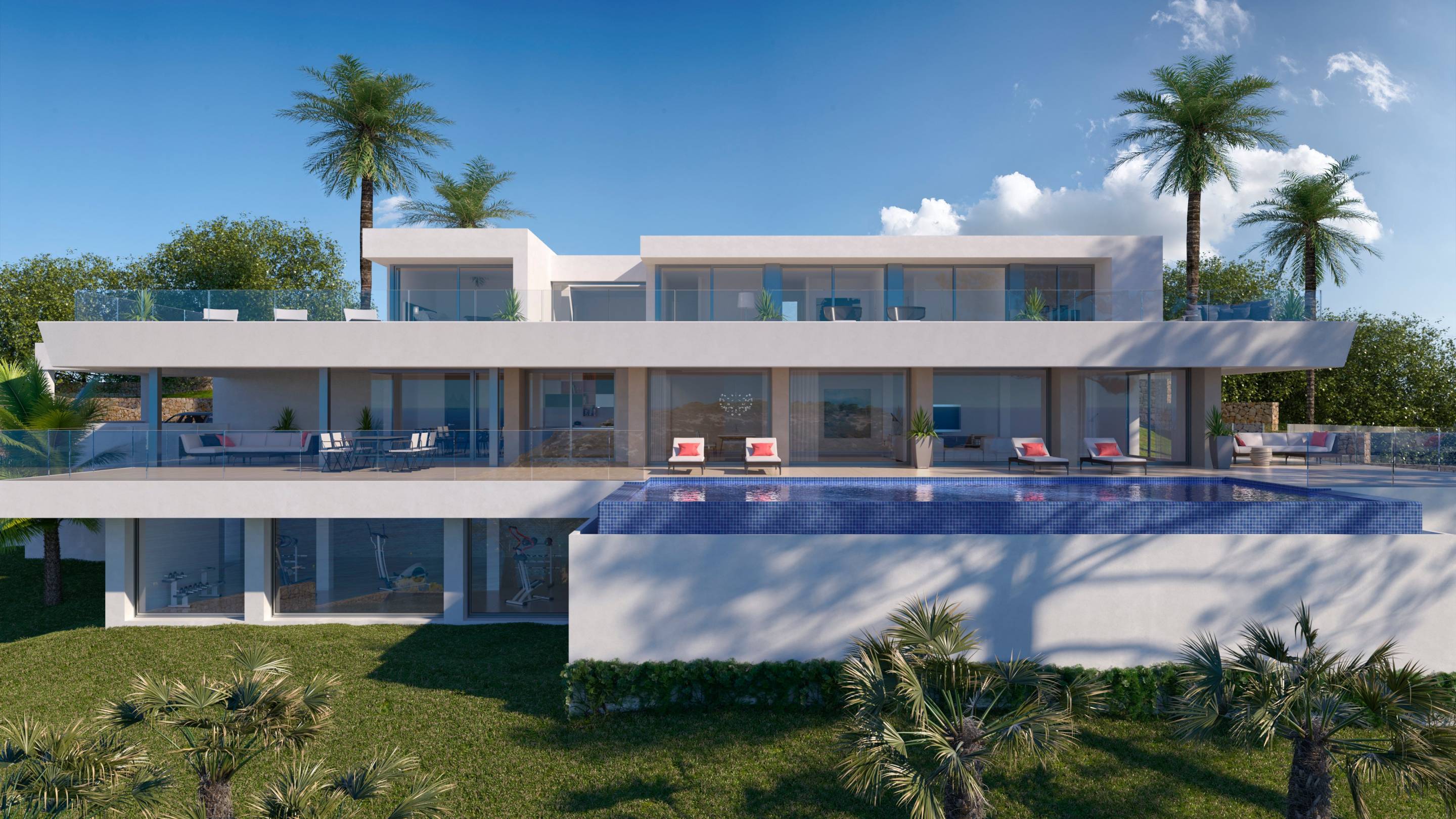 Private swimming pool set within 2,393 m2 plot of new-build villa, Benitachell, Alicante