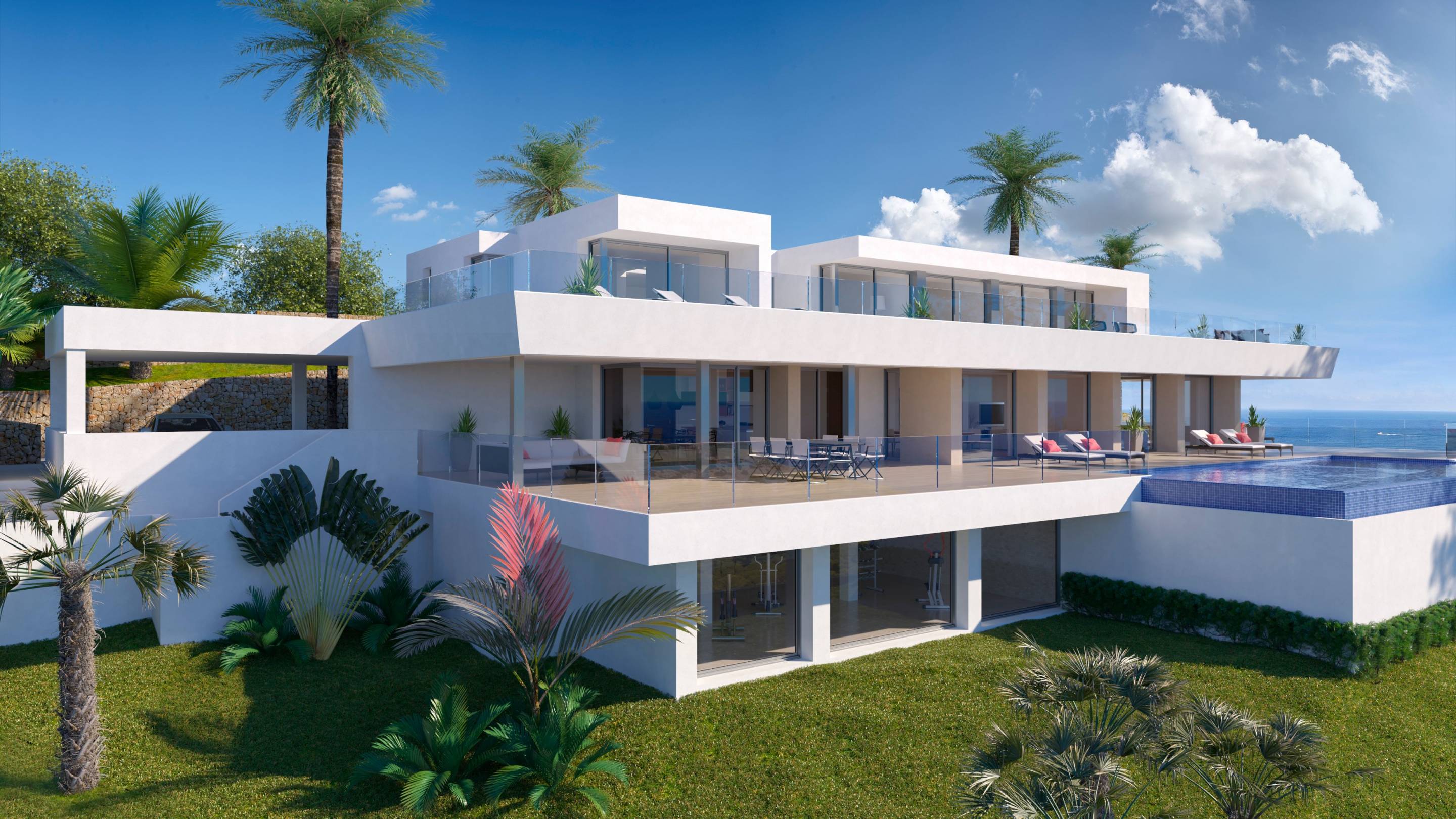 Walk-in shower bathroom in 6-bedroom new-build villa, Benitachell, Alicante