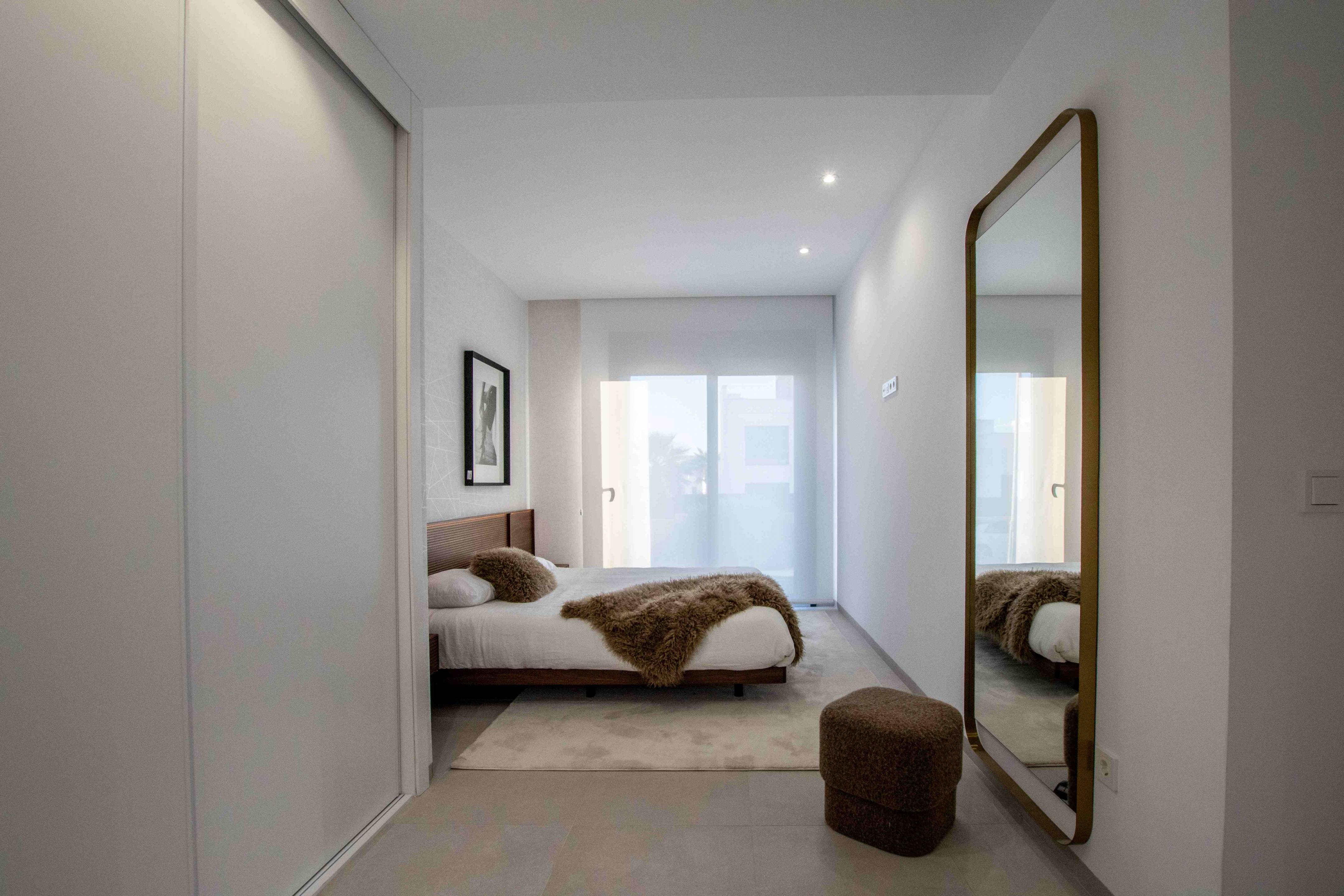 Contemporary facade of new-build residential block, Camporrosso Village, Finestrat
