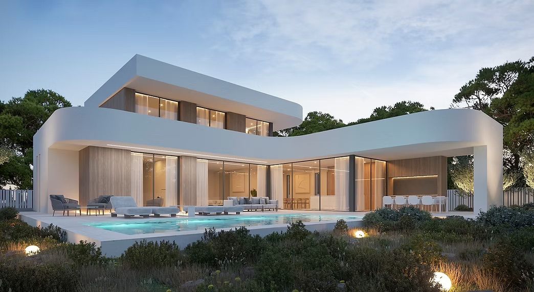 Open-plan living area in 4-bedroom new-build villa, Benimeit-Tabaira, Moraira