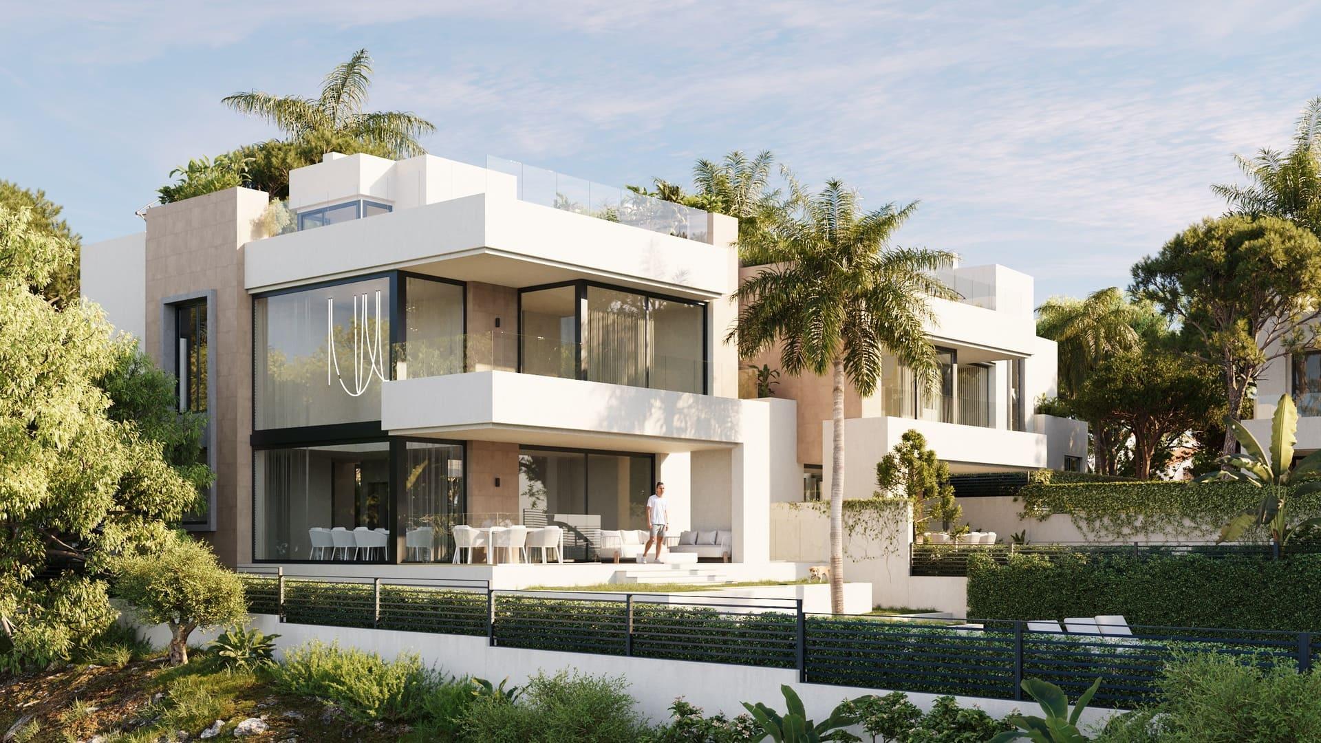 Landscaped garden on 500m2 plot surrounding new-build villa, Hacienda, Marbella