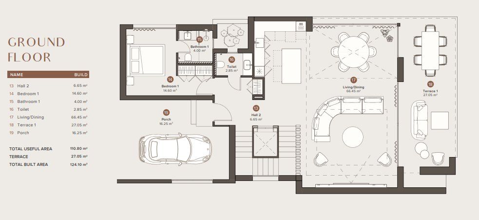 Upper floor plan of 4-bedroom new-build villa, Hacienda, Marbella