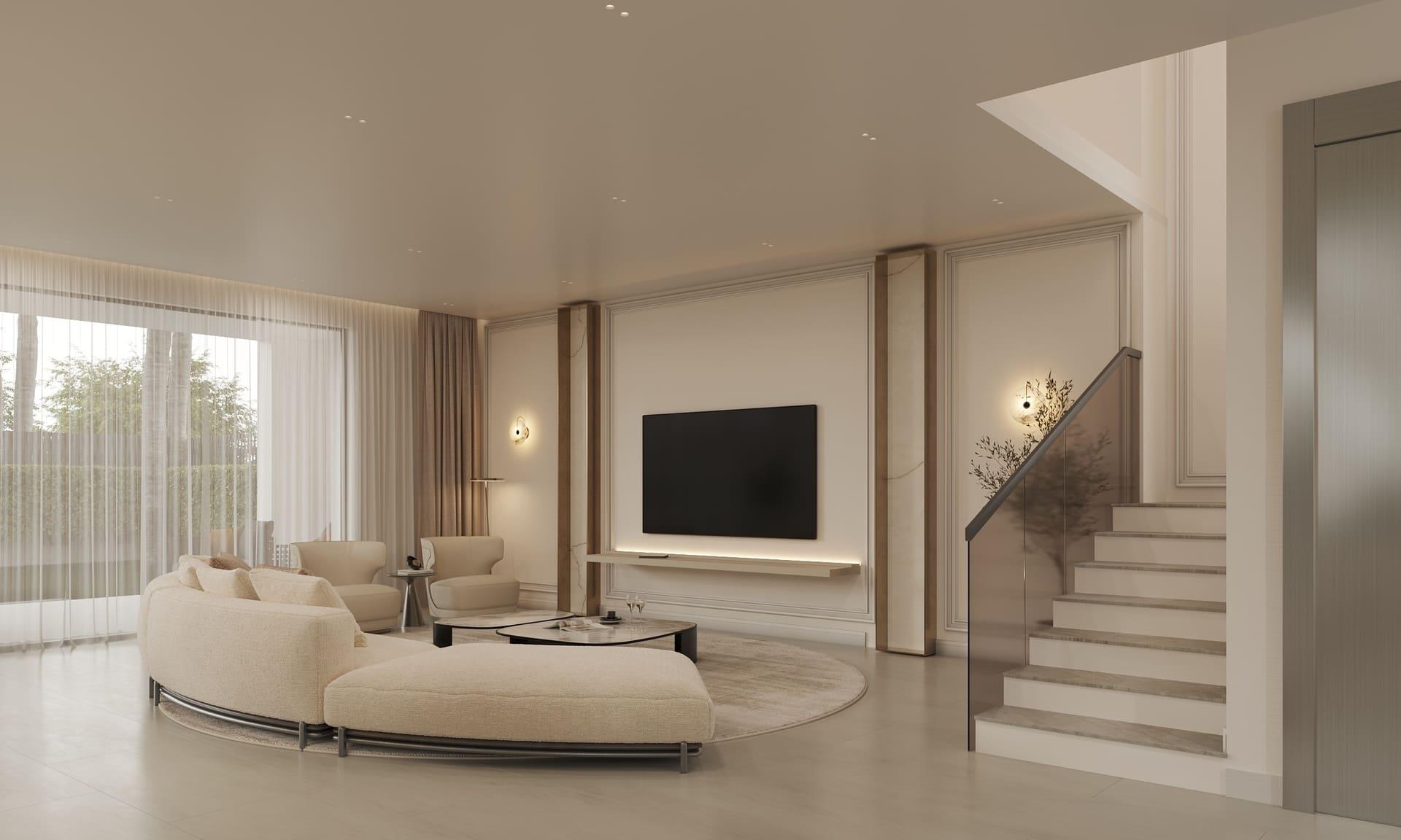 Main bedroom with floor-to-ceiling windows in new-build villa, Hacienda, Marbella