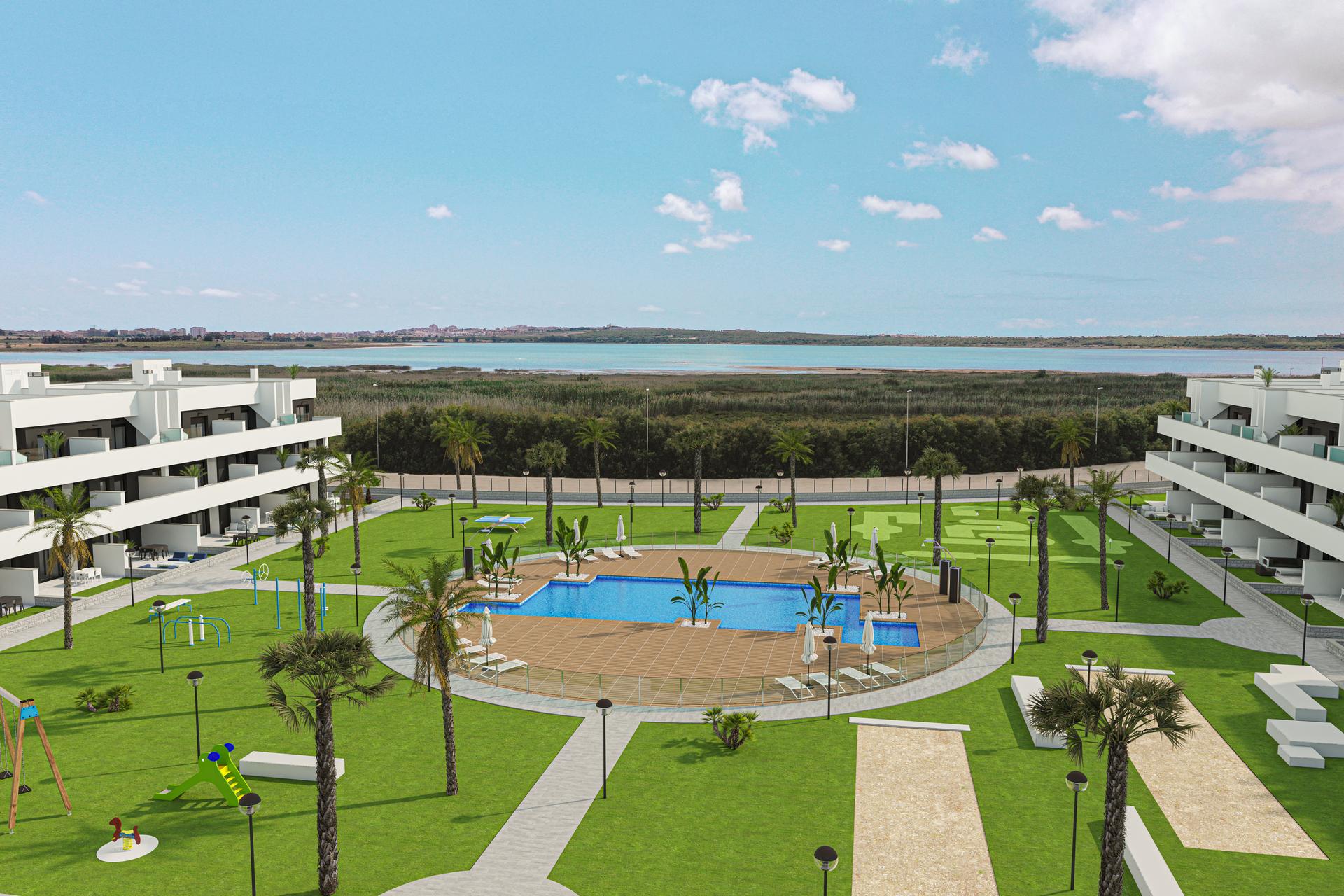 Open-plan living and dining area in 3-bedroom new-build apartment, El Raso