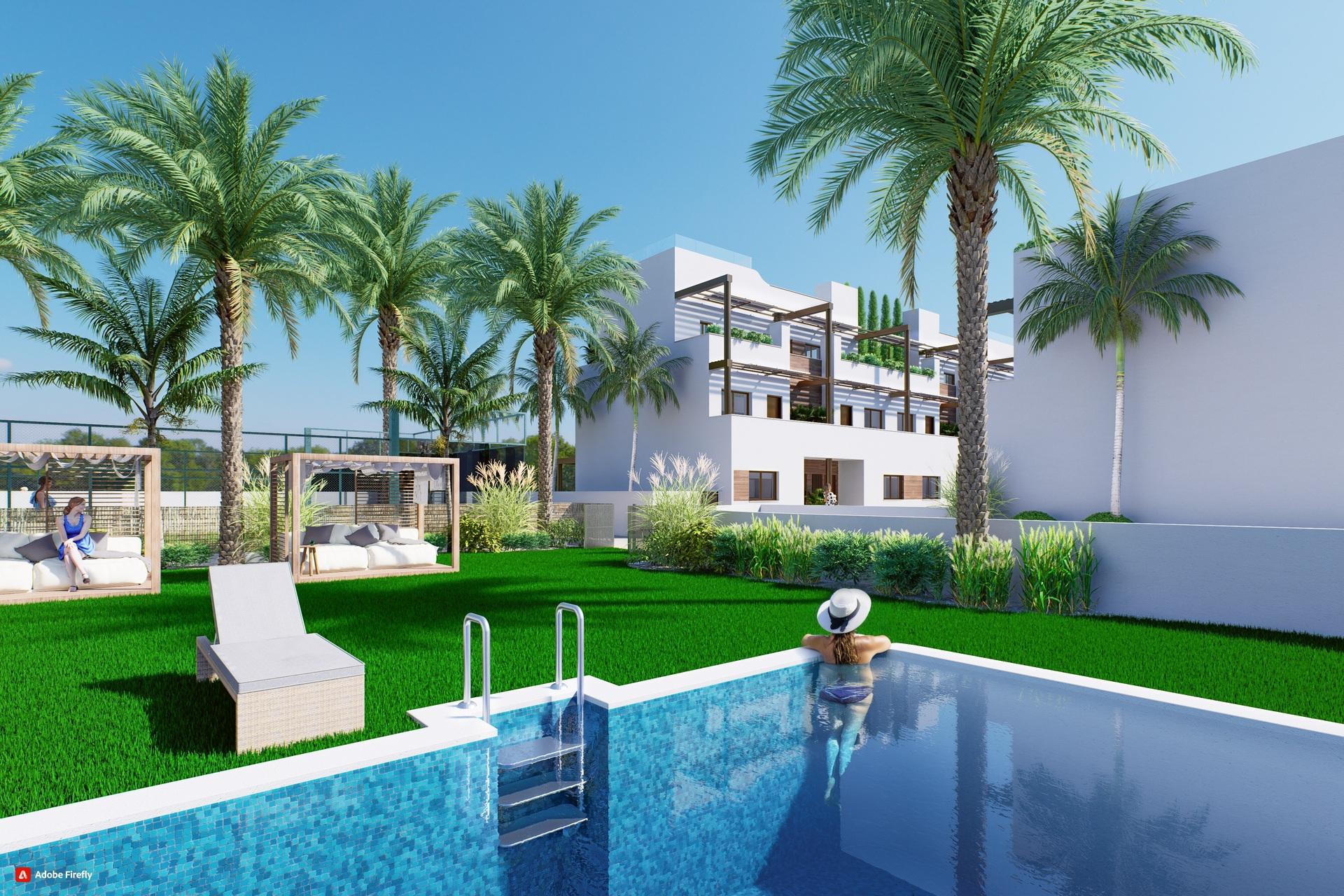 Main bedroom with built-in wardrobes in 2-bedroom bungalow, El Mojón