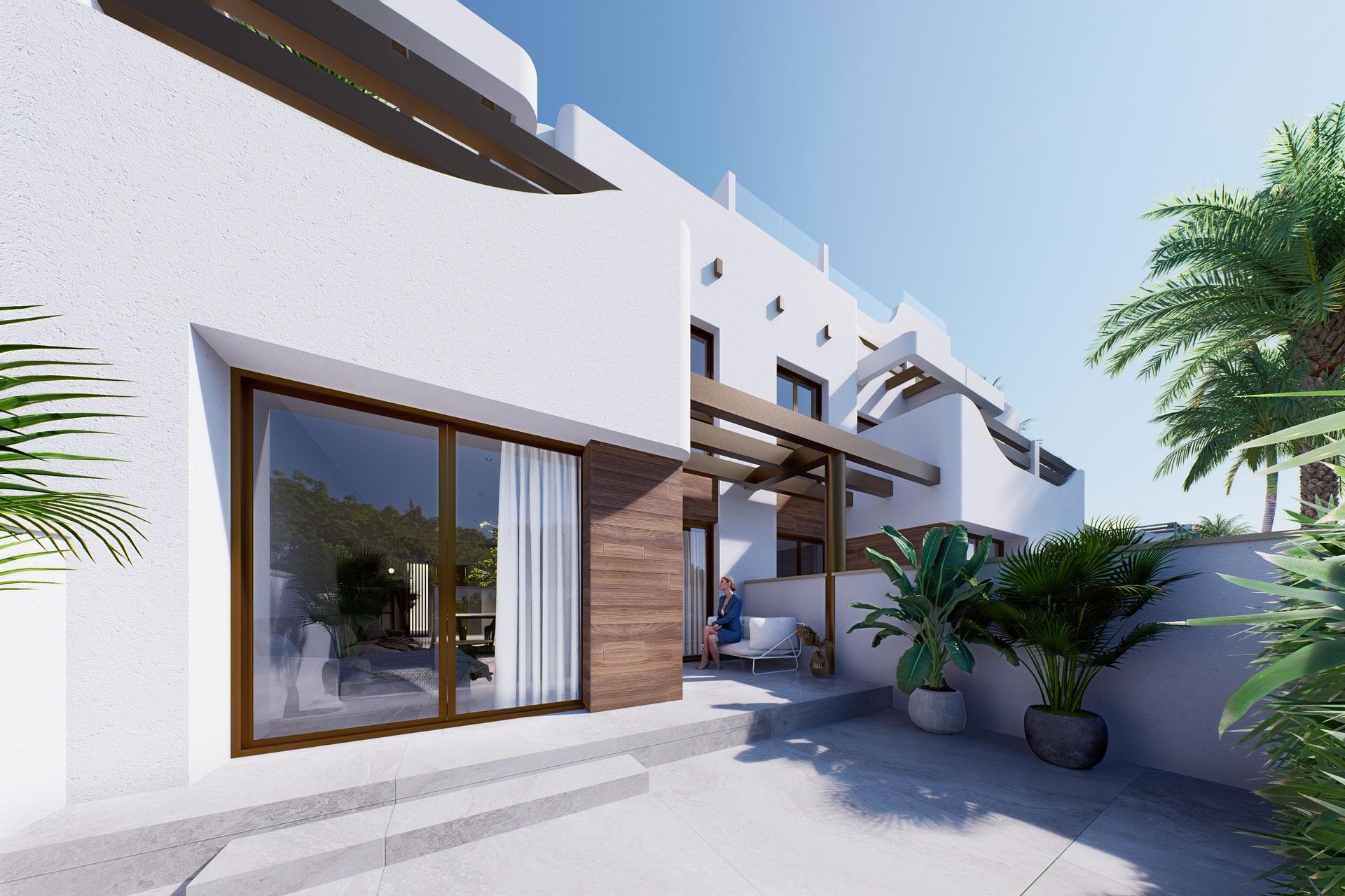 Pergola structure on private terrace of new-build bungalow, El Mojón
