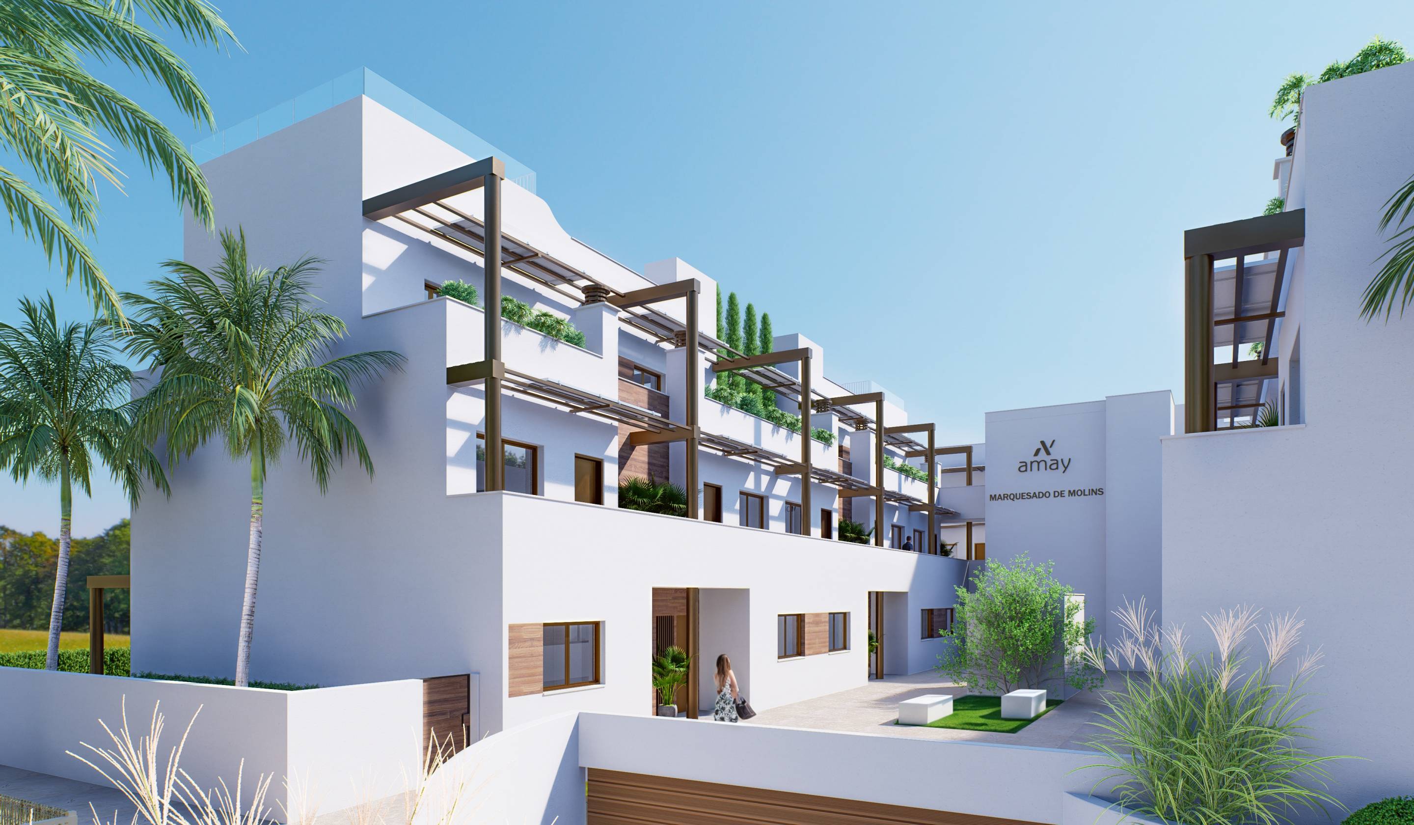 Outdoor dining area on covered private terrace, 2-bedroom bungalow, El Mojón