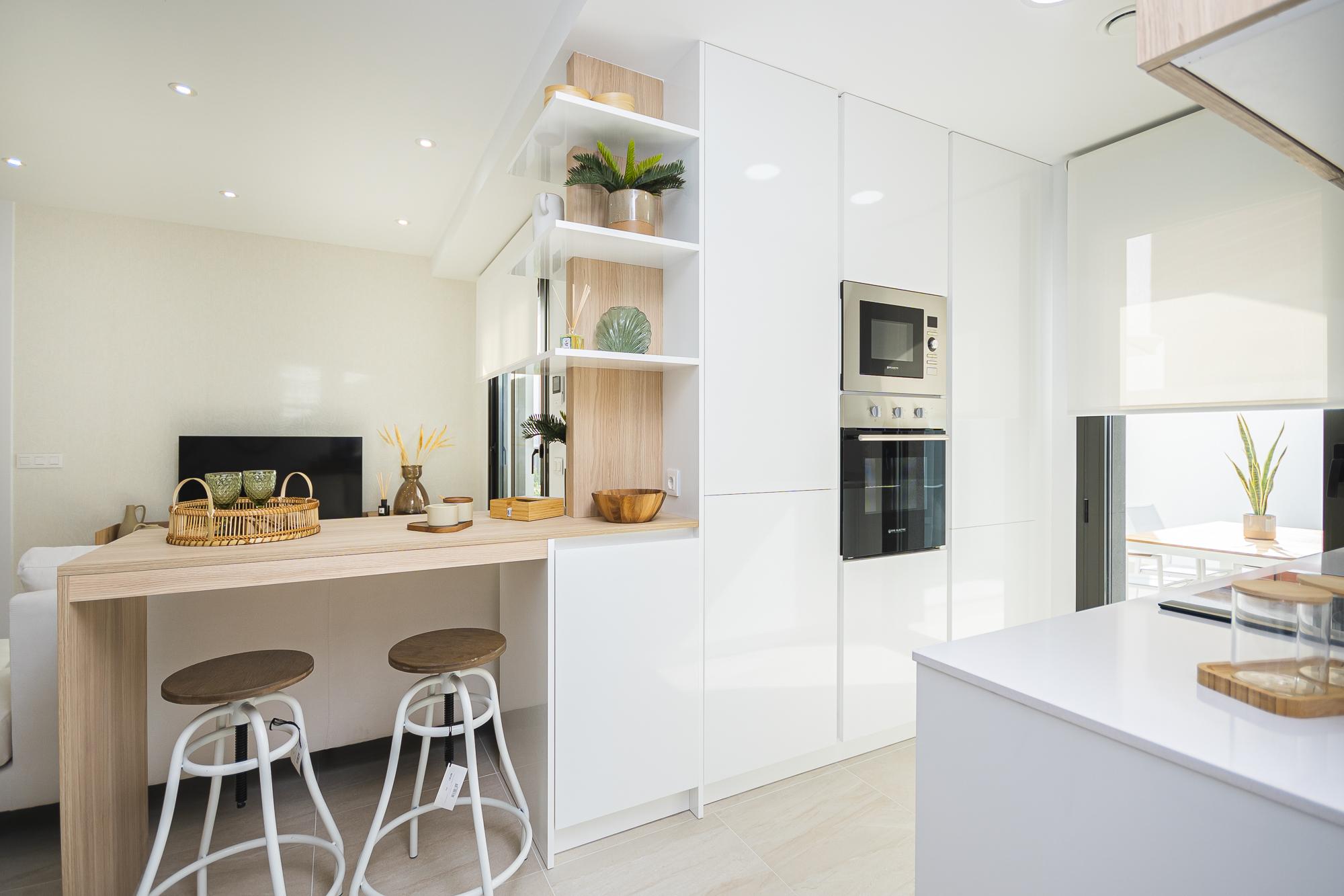 Kitchen worktop and appliance detail, new-build villa, Lago Jardín