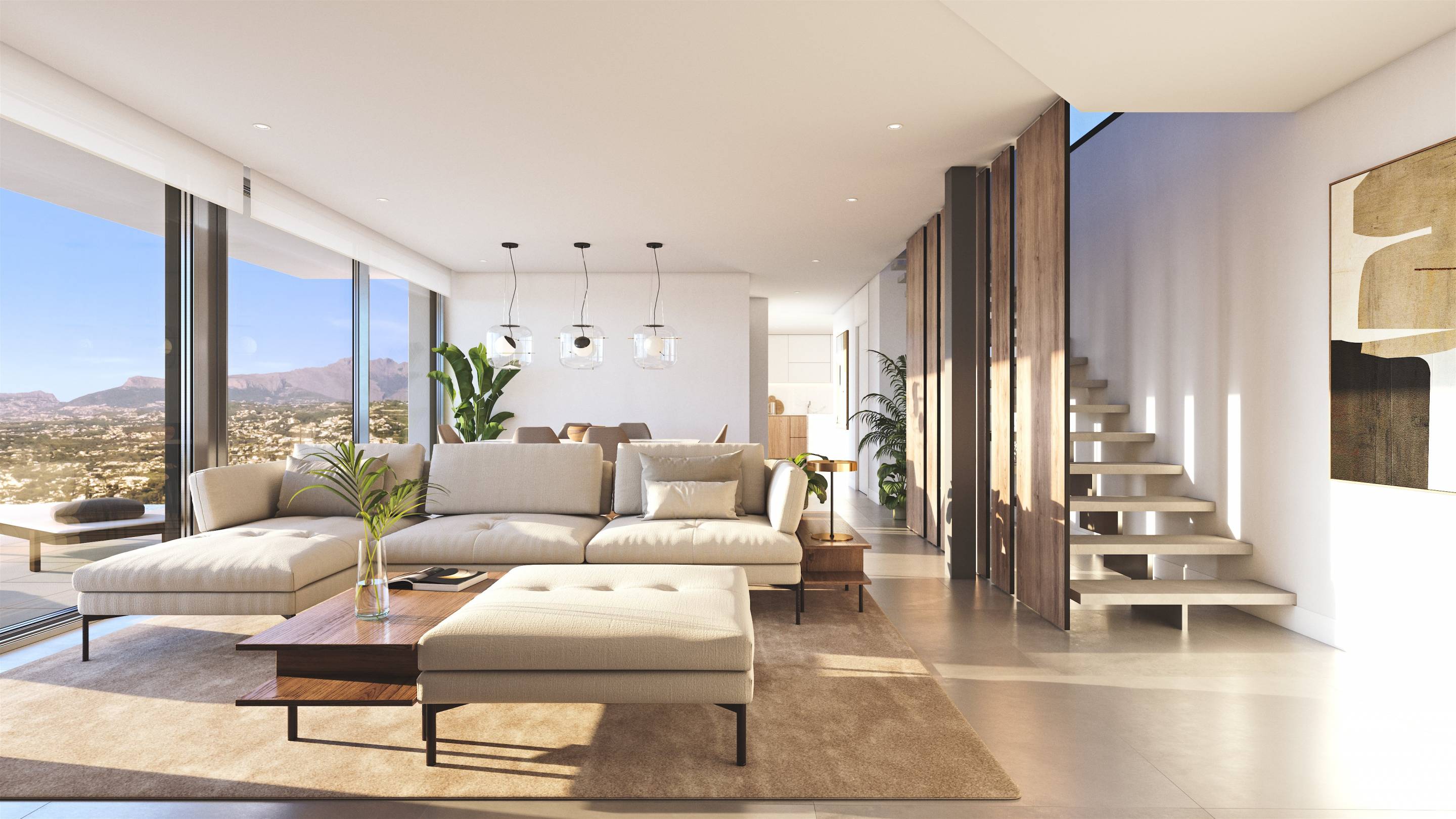 Ground-level exterior and garden, new-build villa, Cumbre del Sol, Benitachell