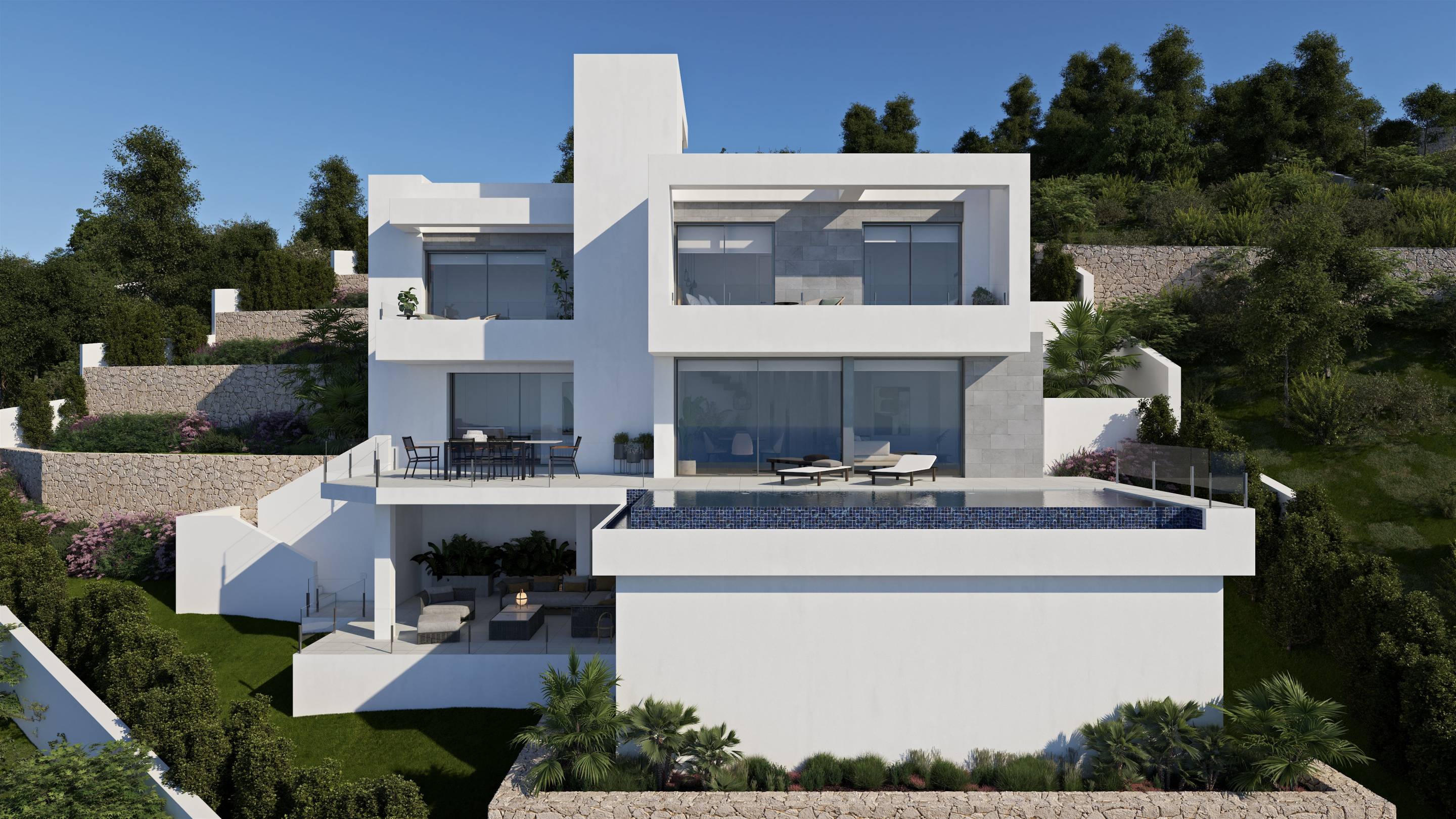 Garage and driveway access, new-build villa, Cumbre del Sol, Benitachell