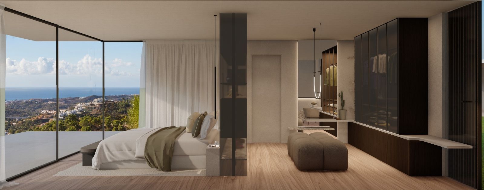Open-plan kitchen and dining space in new-build villa on 2,395m2 plot, Montemayor-Marbella Club, Benahavis