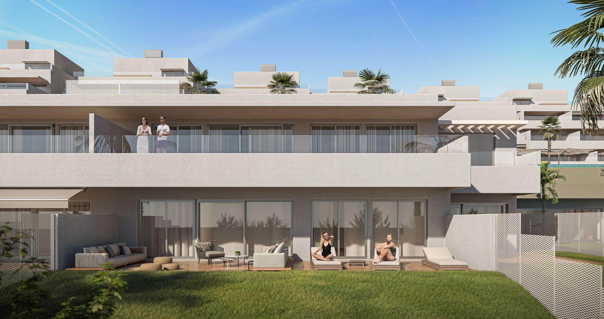Communal landscaped gardens in 41-home new-build development, Arroyo Enmedio, Estepona