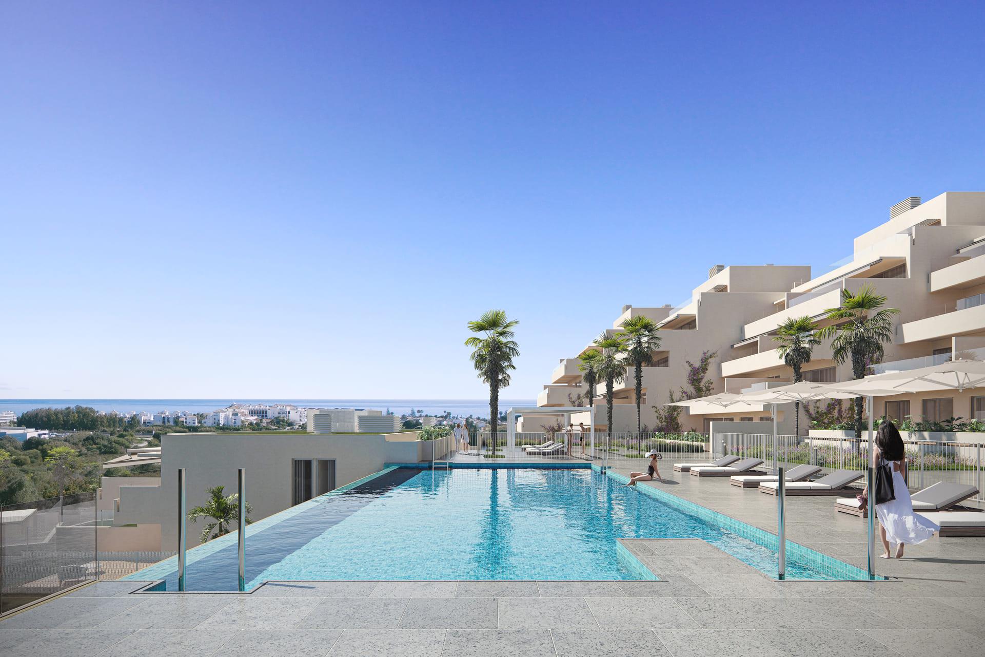 Floor plan of 93 m2 two-bedroom new-build apartment on first floor, Arroyo Enmedio
