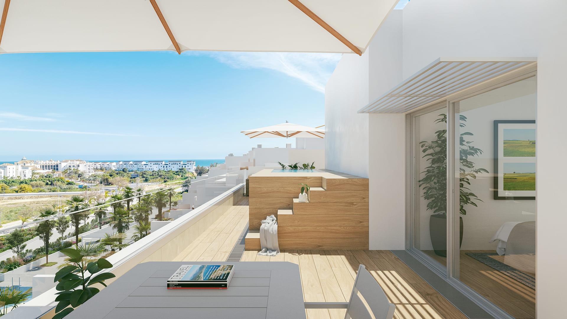Second bathroom with tiled walls in 2-bedroom new-build apartment, Arroyo Enmedio, Estepona