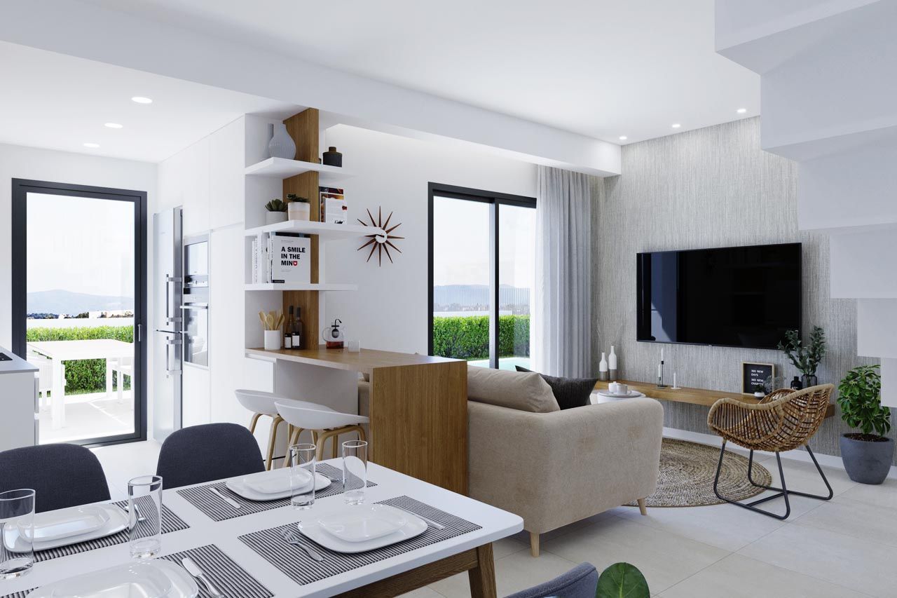 Communal garden and pool surroundings in Lago Jardín development, Torrevieja