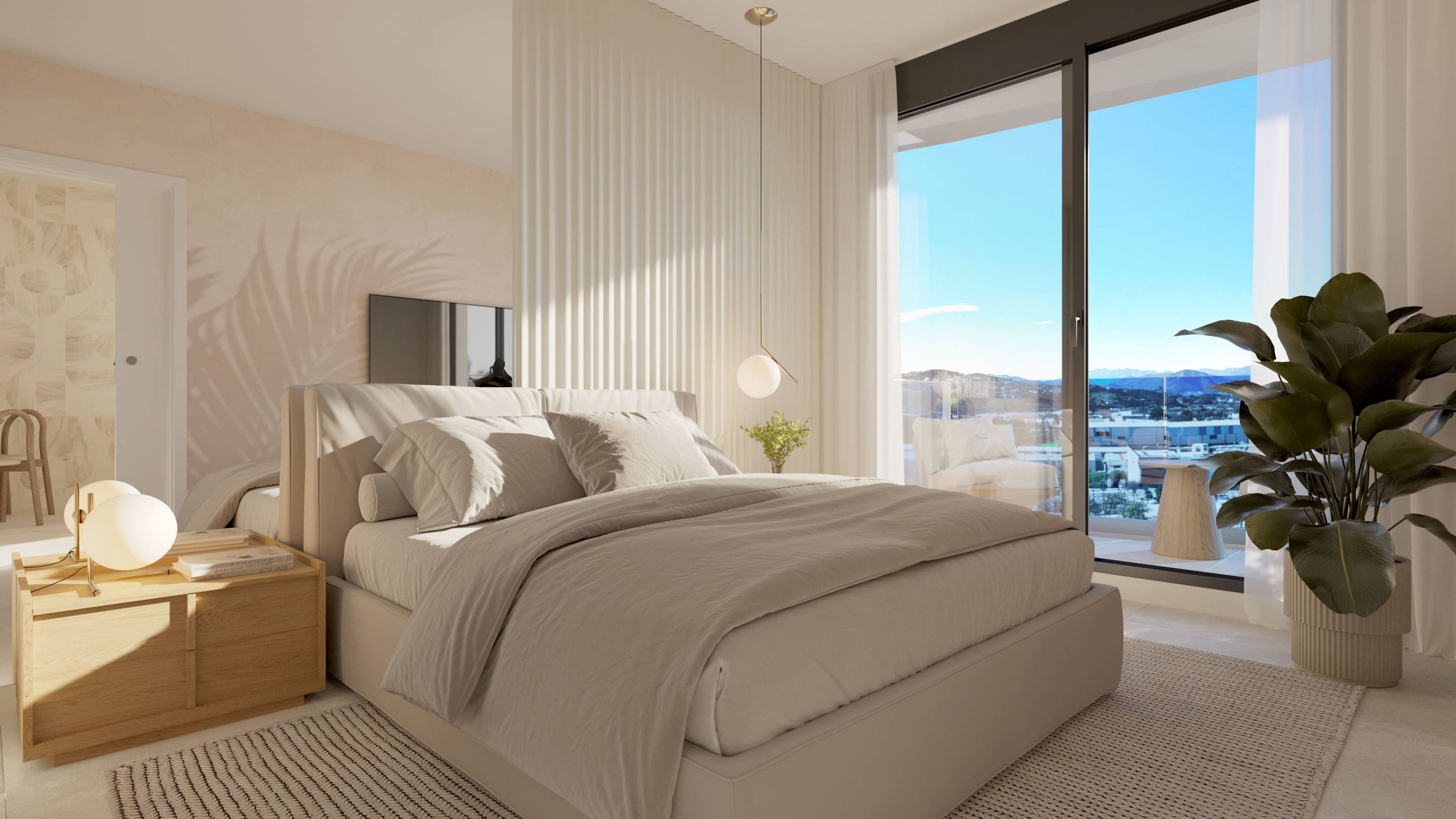 Open-plan interior of 1-bedroom penthouse, Las Flores, Mijas