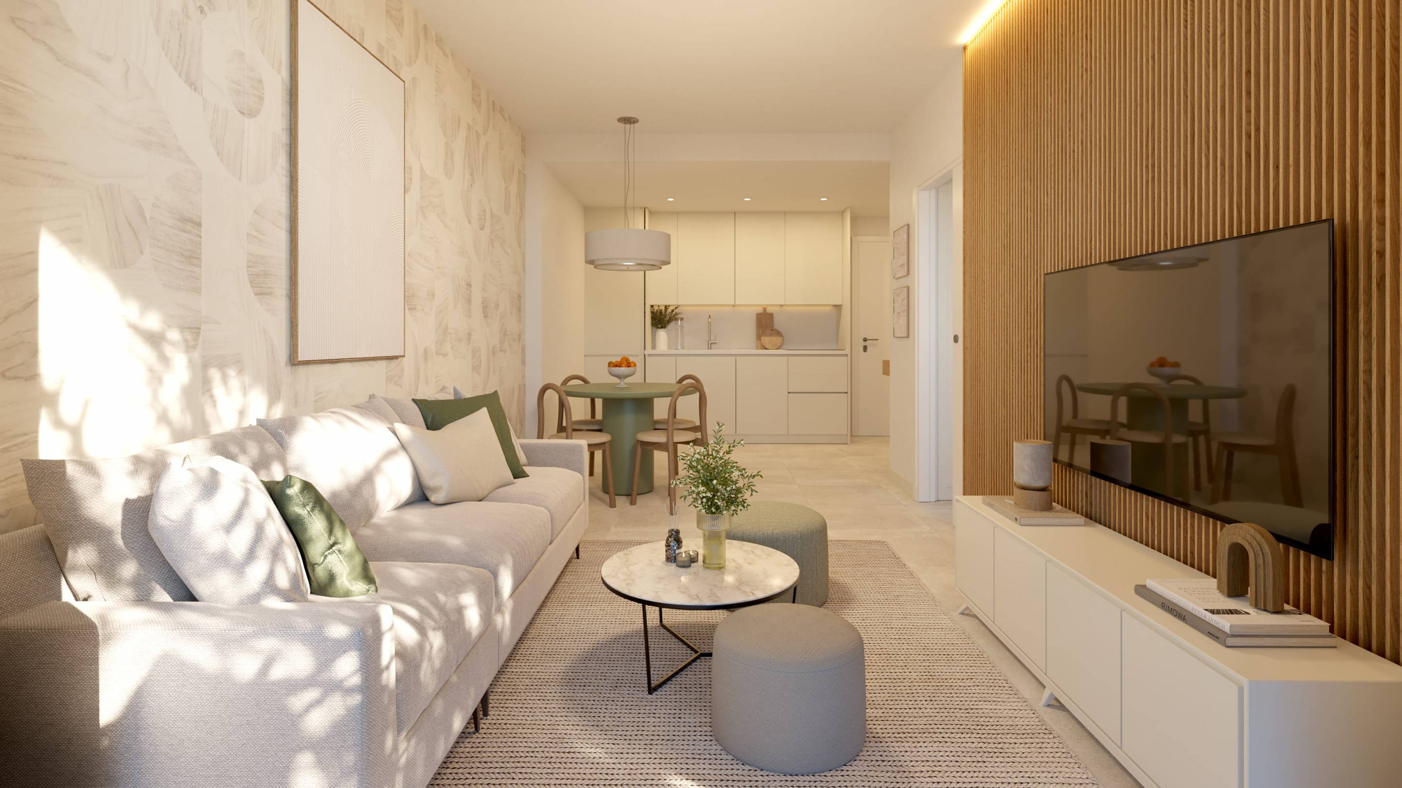 Living area with natural light in 1-bedroom penthouse, Las Flores