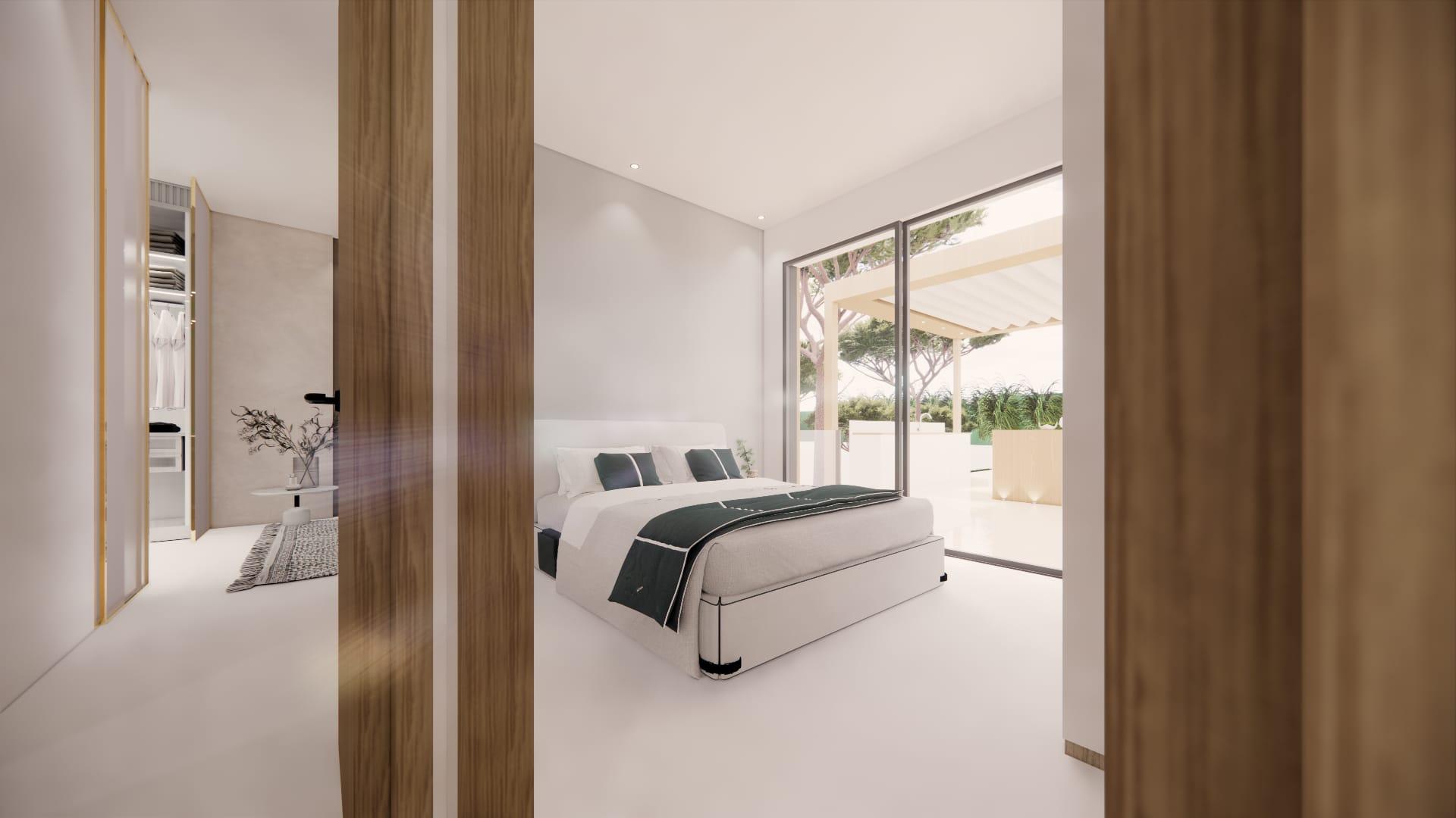 Rear garden and exterior of 3-bedroom new-build villa in Pinar de Campoverde