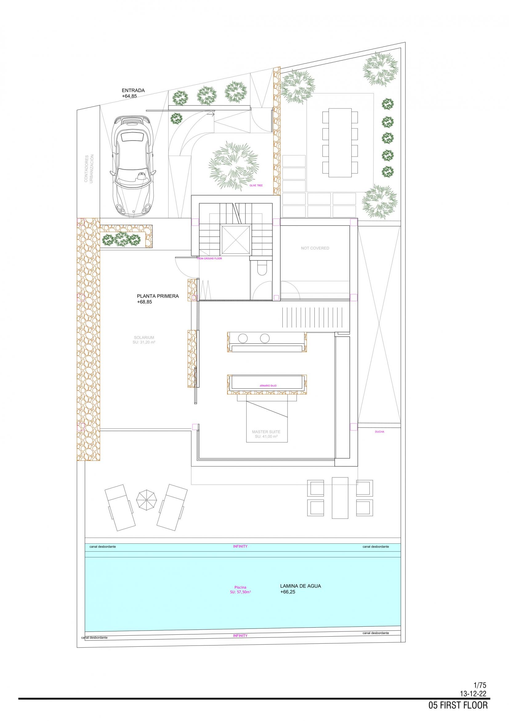 Floor plan of lower ground level, 4-bedroom villa, Campo de Golf La Marquesa