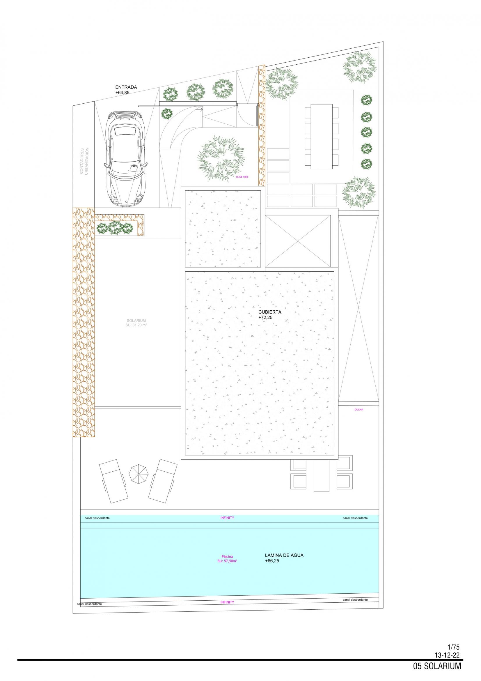 Full site and orientation plan for 4-bedroom villa in Campo de Golf La Marquesa, Ciudad Quesada