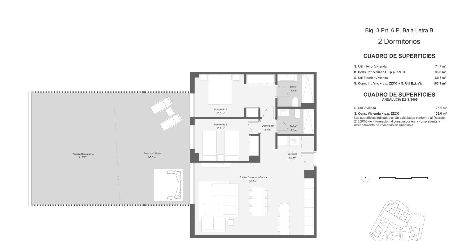 Floor plan of 2-bedroom ground-floor apartment in Bel-Air-Cancelada-Saladillo, Estepona