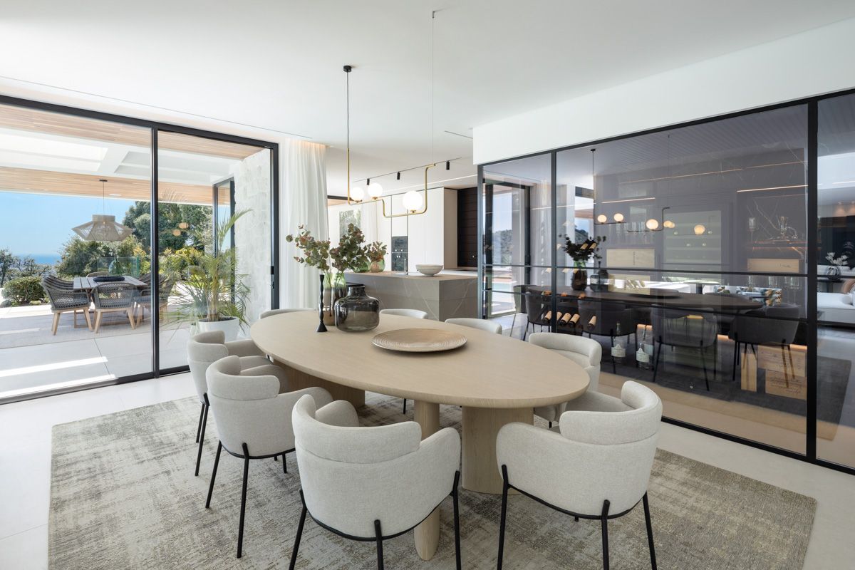 Open-plan living area with large glazing in 6-bedroom villa, La Quinta