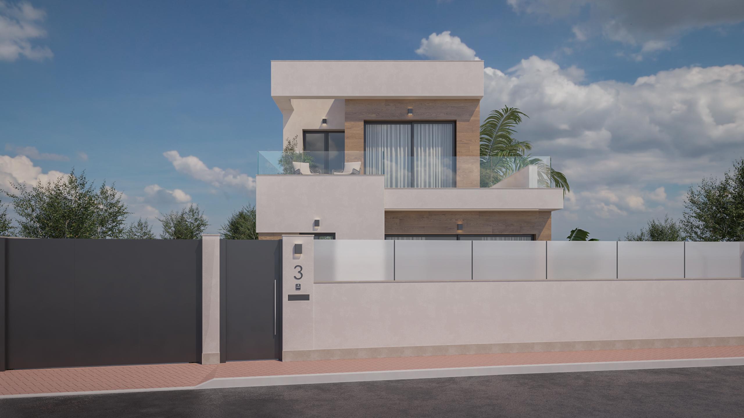 Street view of Lo Romero Golf residential zone with low-density detached villas, Pilar De La Horadada